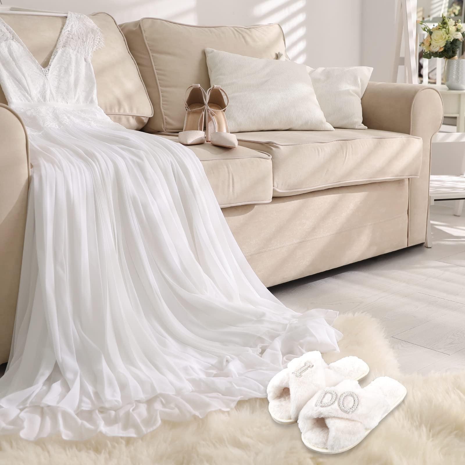 Tkifoda Tkifoda Bride To Be Gift Set Bride Makeup Bag I Do Bride Slippers Bride Robe Bride Hair Clip Bride Gifts Wedding Gifts (Slippers+Makeup Bag+Clip)