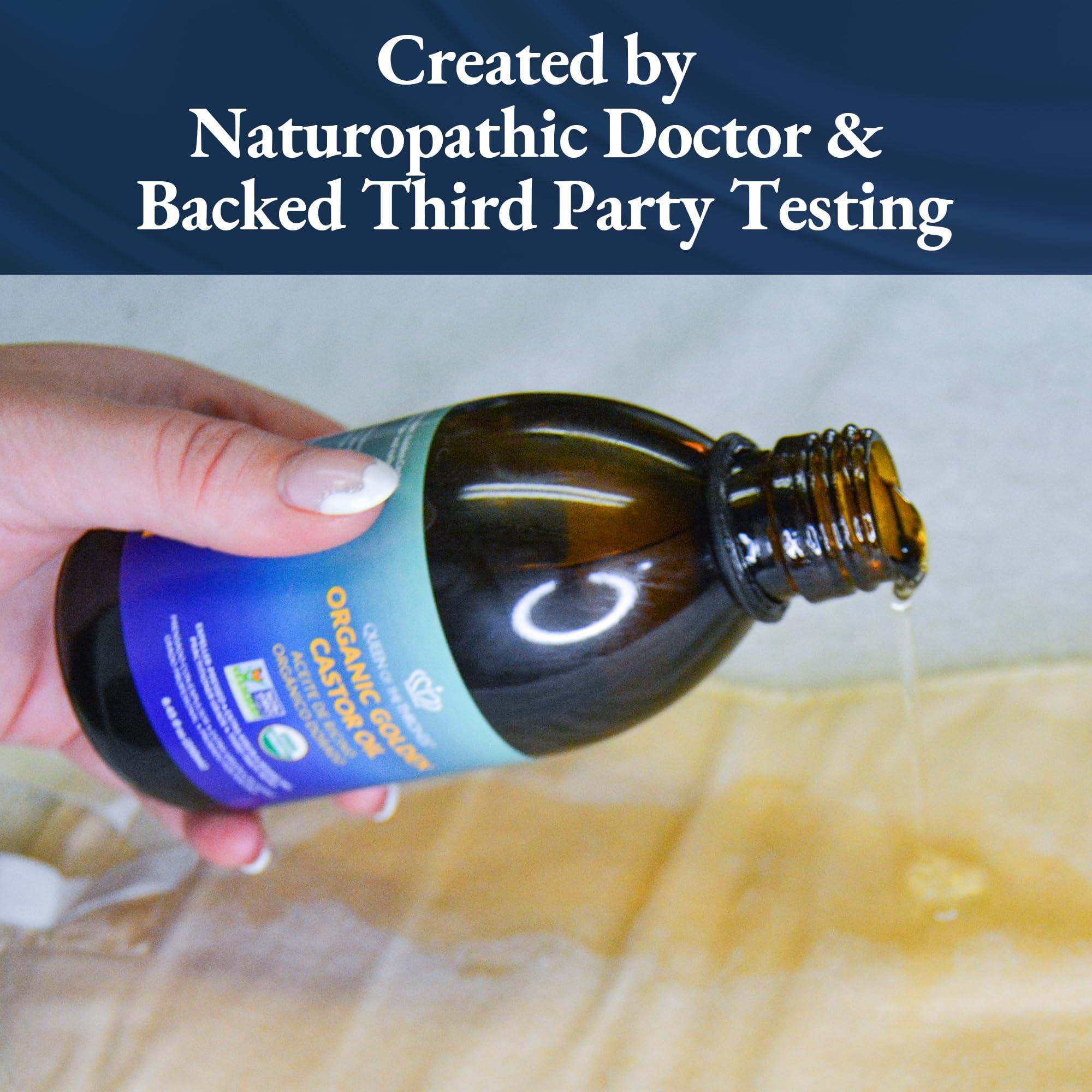 QUEEN OF THE THRONES QUEEN OF THE THRONES Organic Golden Castor Oil | 100% Pure for Hair, Skin, Nails, Brows & Lashes | Hexane-Free | USDA Certified [8.4oz (250ml)]