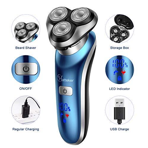 Hatteker Hatteker Electric Shaver for Men Trimmer for Men Cordless Rechargeable Beard Nose Hair Face Trimmer Rotary Razor USB Groomer Waterproof Wet Dry 4 in 1