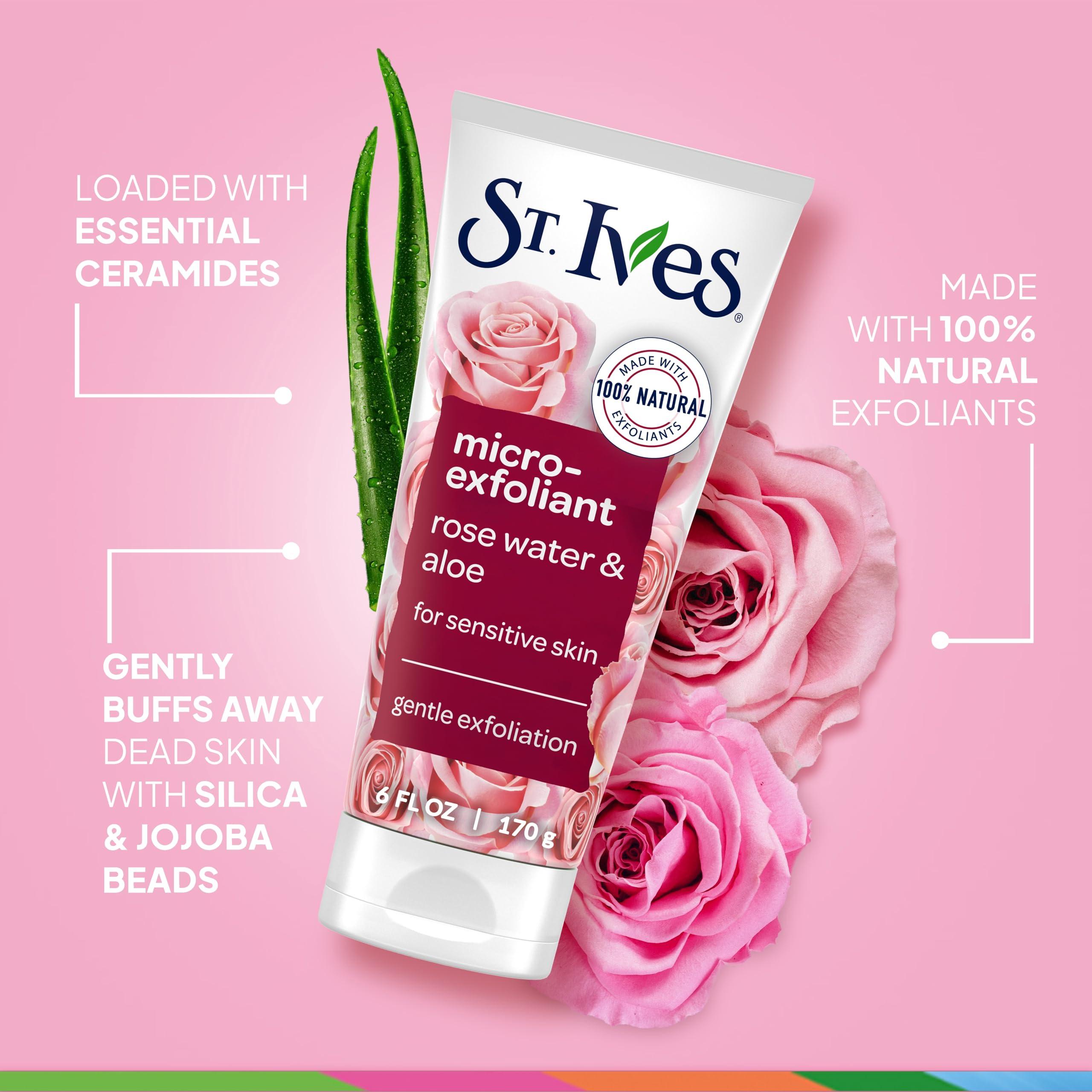 St. Ives St. Ives Gentle Smoothing Face Scrub Our Gentlest Scrub Yet Rose Water and Aloe Vera Made with 100 percent Natural Exfoliants, Paraben Free, Oil-Free, Dermatologist Tested 6 oz