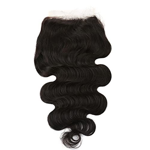 ELIHAIR ELIHAIR 5x5 Virgin Human Hair Lace Closures Weave Body Wave Free Part Soft and Silky Natural Hairline Pre Plucked With Baby Hair 100% Unprocessed Human Hair Pieces(16inch)