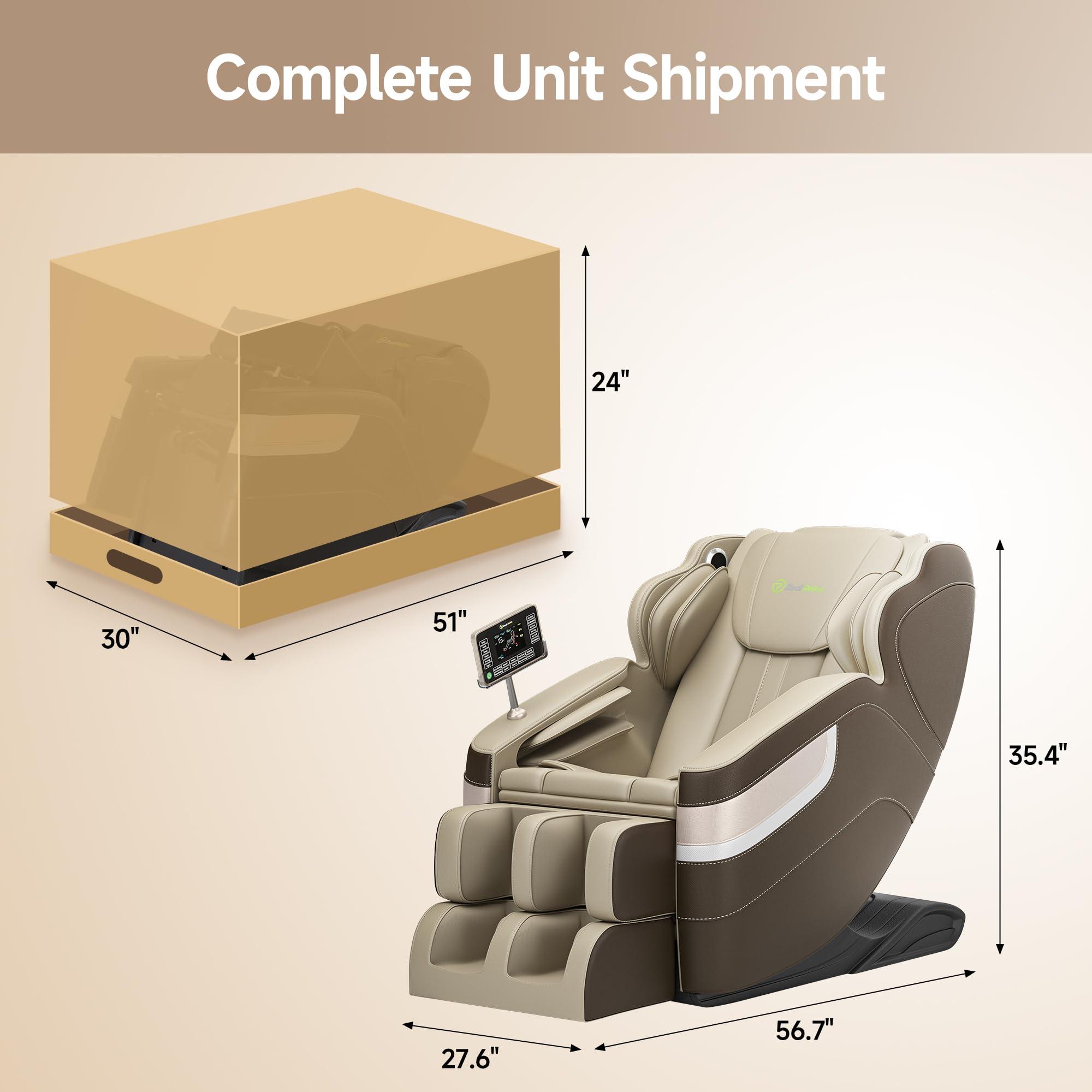 Real Relax Real Relax Full Body Massage Chair, Zero Gravity Massage Recliner Chair with 6 Auto Modes, Full Body Airbags, Bluetooth, Fit Office and Home, Brown