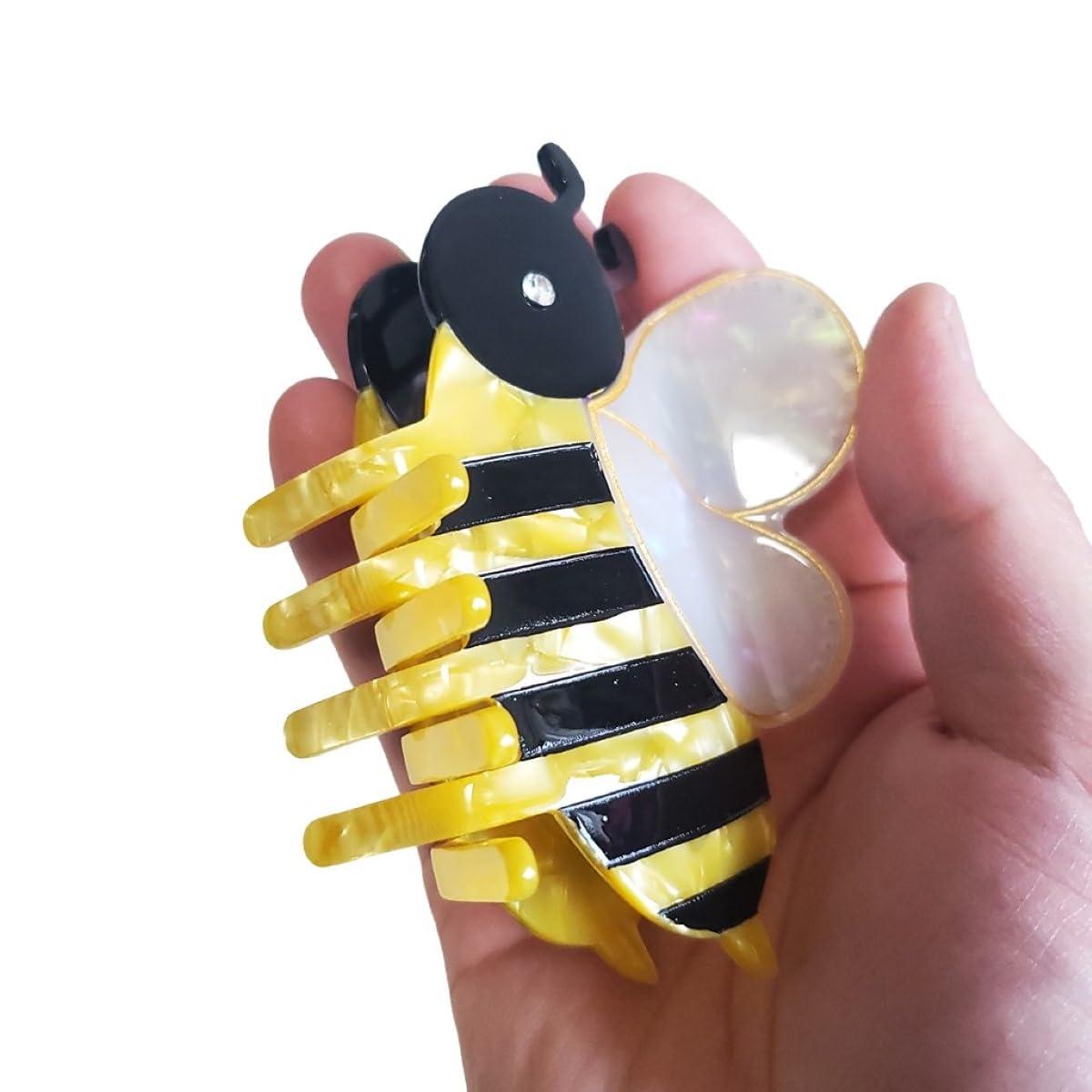 Clip Sugar Novelty Bee Hair Clip,Acetate Claw Clips,Hair Clips for Women,Yellow
