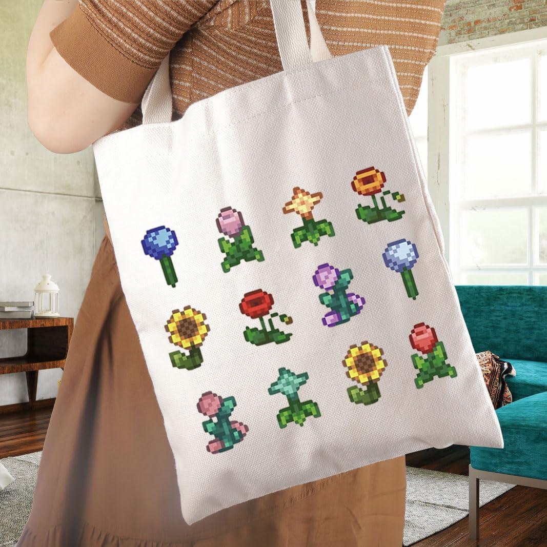 WCGXKO WCGXKO Video Game Lover Gift Valley Game Gift Valley Board Game Tote Grocery Bag Farming Country Adventure Gaming Gift (flower tote)
