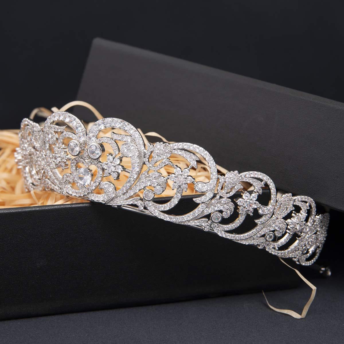 SEPBRIDALS The Spencer Replica Tiara Cubic Zirconia Royal Diadem for Wedding,Crystal Princess Headpieces,Prom Hair Jewelry CH10384