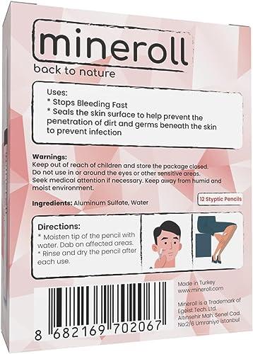 MINEROLL Styptic Pencils Shave Accessories (12 Pencils) Stops Bleeding Fast for Shaving Nicks, Razor Cuts for Men & Women - Sanitary and Great for Barbers or Personal (1)