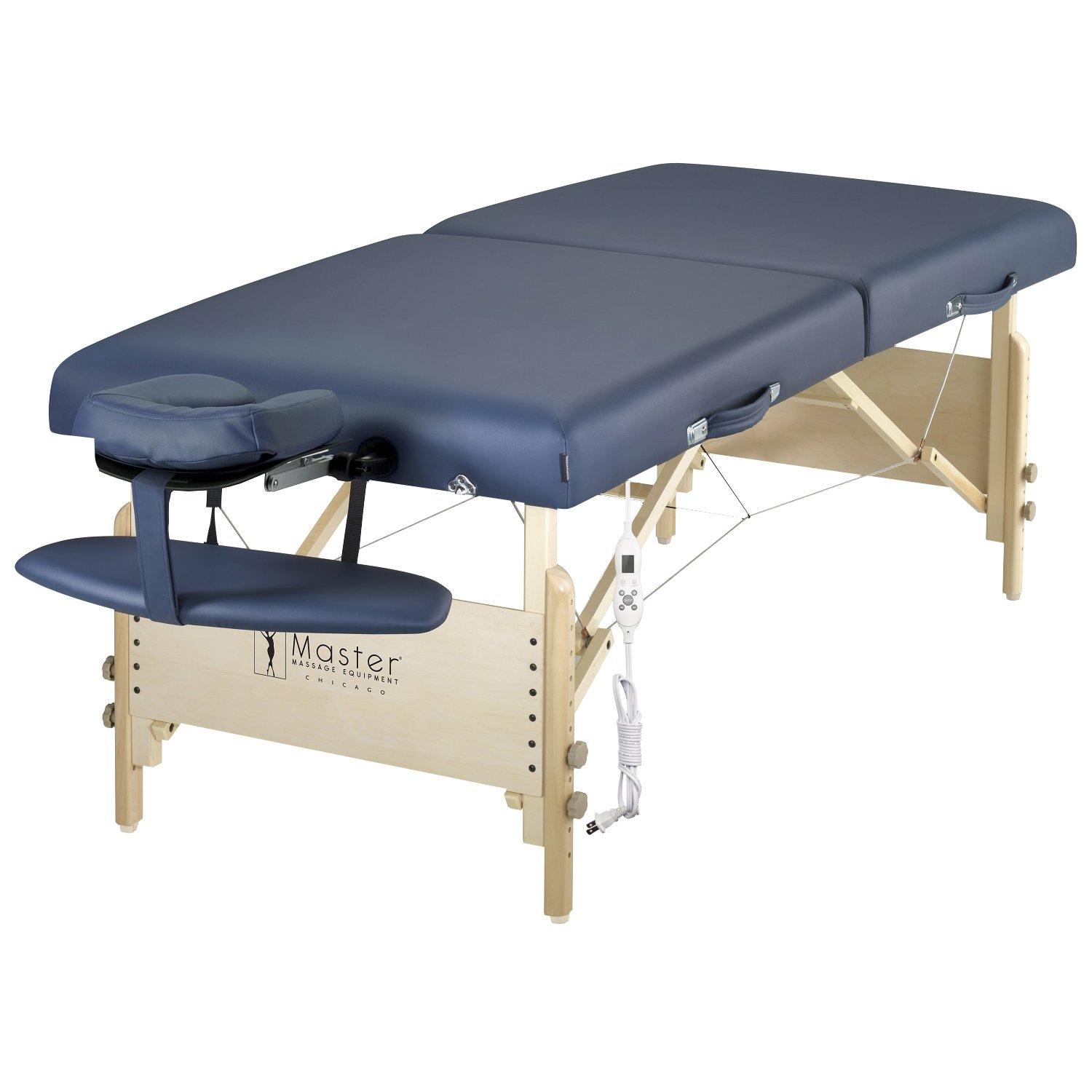 Master Massage Master Massage Coronado Therma Top Portable Massage Table Heated with Warming Top and 3-Inch Foam Cushioning- Tattoo Bed, Lash Table- Royal Blue (30 x 84)