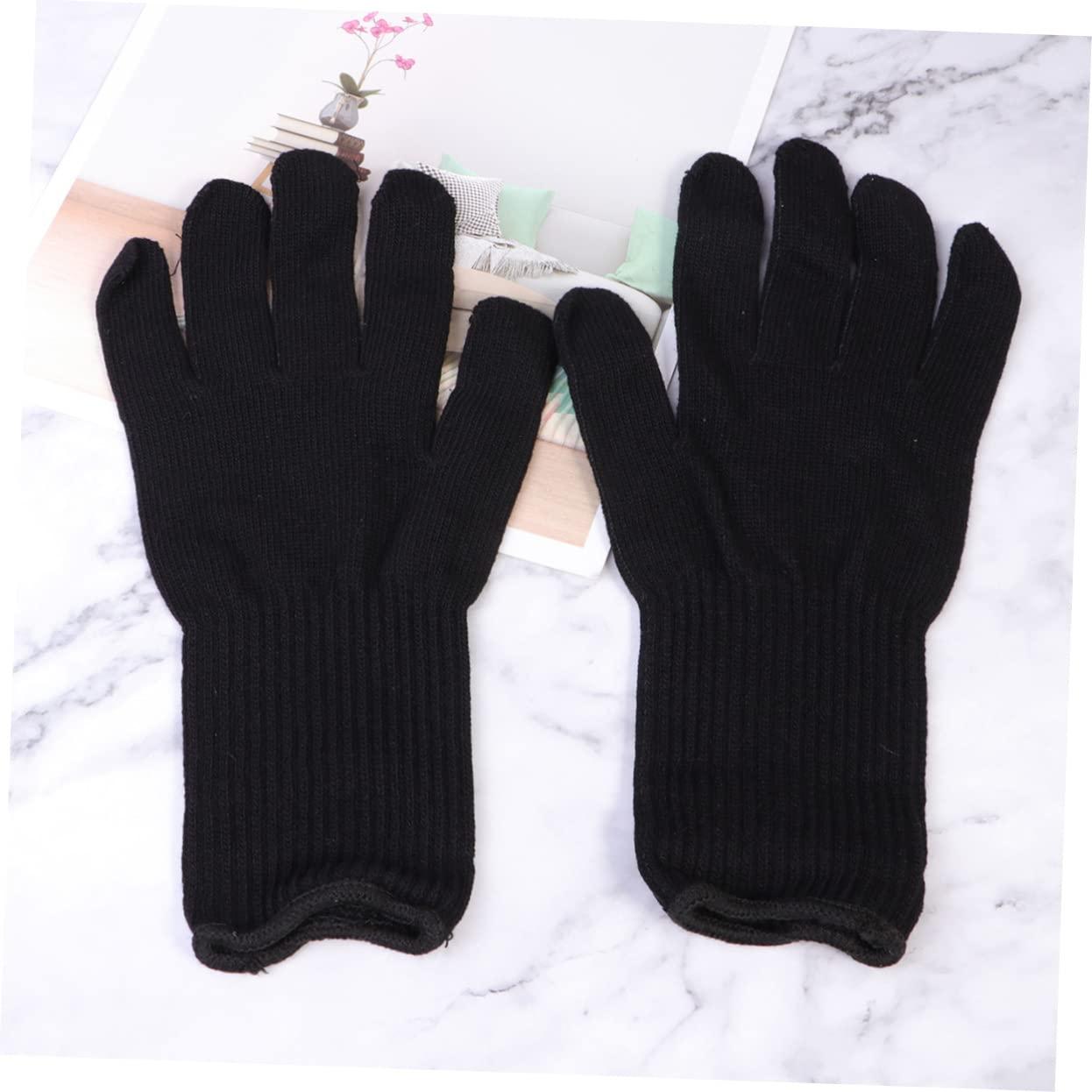 NOLITOY NOLITOY 2 Pairs Hair Curler Heat Resistant Gloves Hair Curler Glove Hair Straightener Gloves Hair Straightener Curling Glove Heat Resistant Glove for Hair Styling Curlers Mittens Black