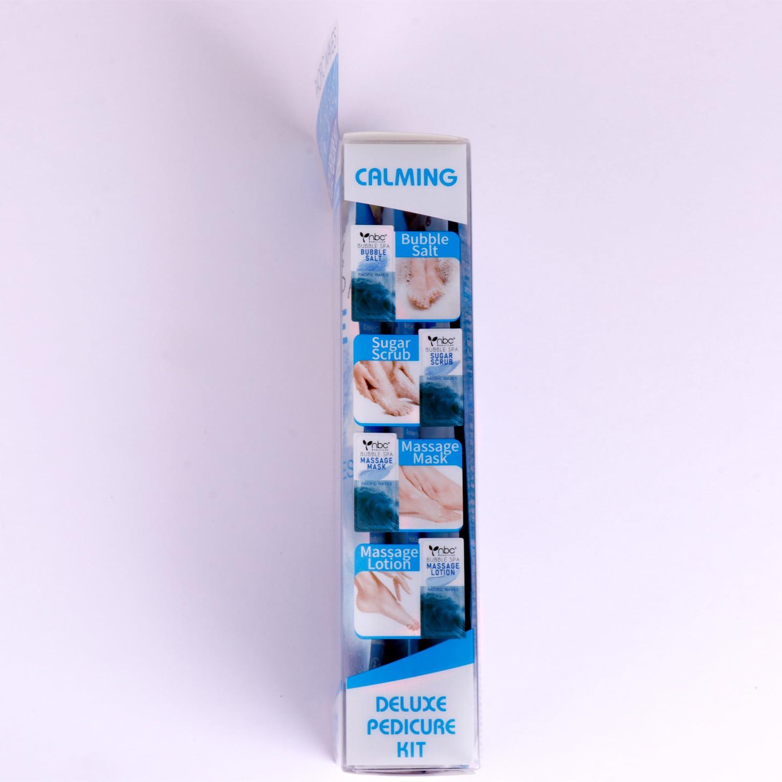 nbc BeautiLab nbc BeautiLab Pedicure Kit Foot Soak Set: Bubble Salt, Sugar Scrub, Massage Mask, Massage Lotion in a Box, 4 Step Foot Spa Kit for Dry Feet, Softens Calluses(1 Set Pacific Waves)