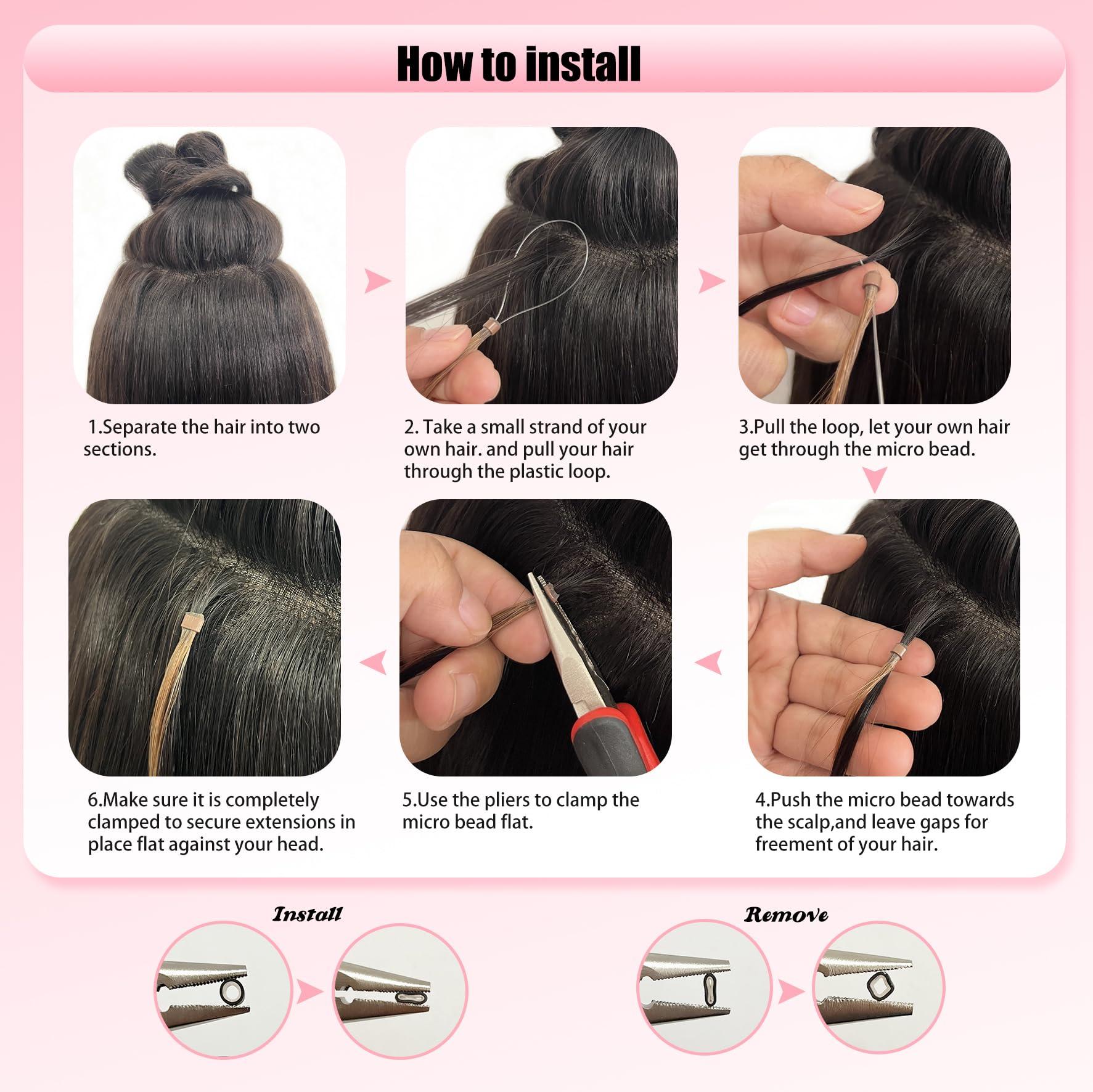 Senmy Senmy Microlink Hair Extensions Human Hair 22inch Natural Micro Loop Hair Extensions #4/613 Brown mix Blonde Micro Ring Human Hair Extensions 0.5g/strand 50g/pack Microbead Extensions Human Hair