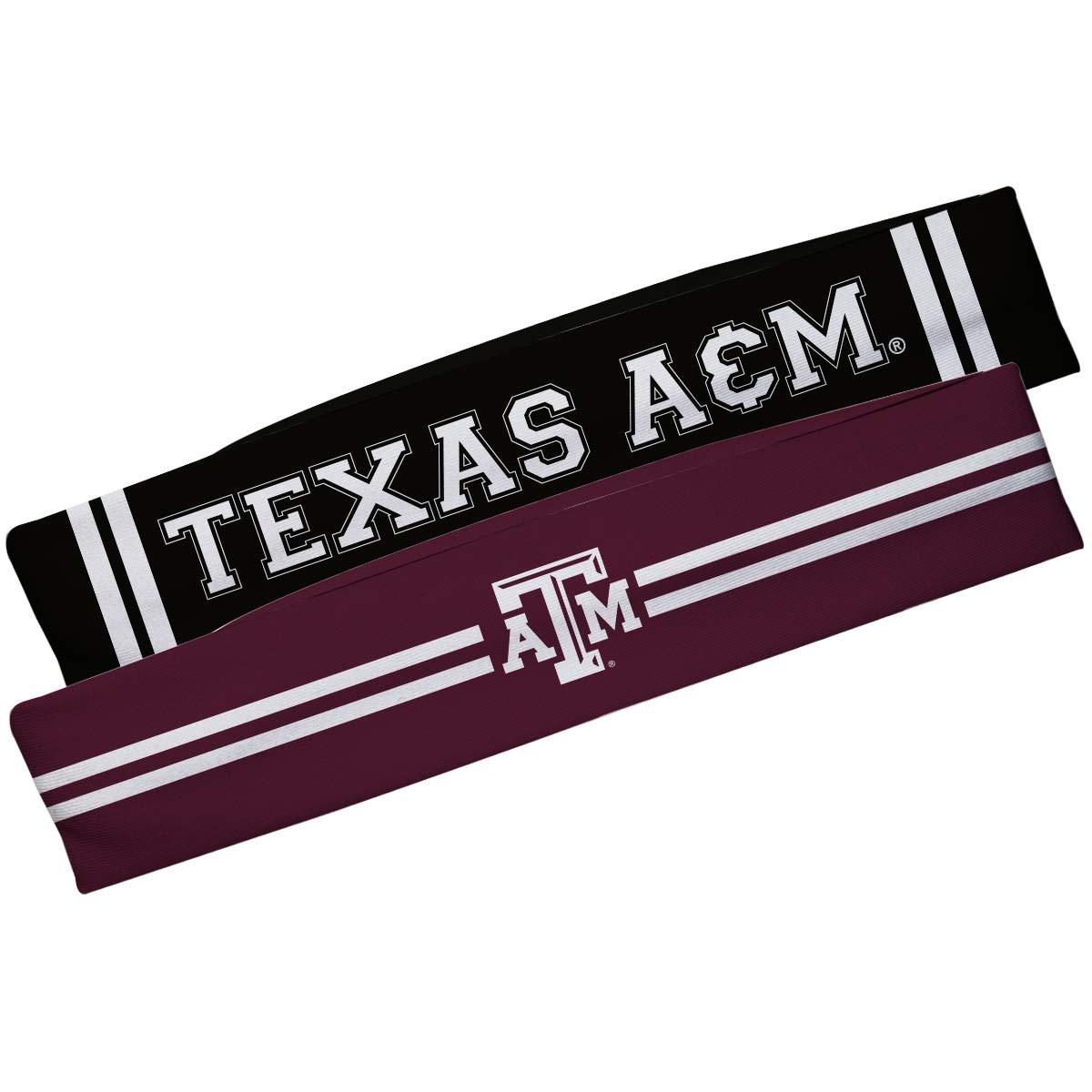 Vive La Fete Vive La Fete Texas A&M Maroon and Black Stripes Headband Set