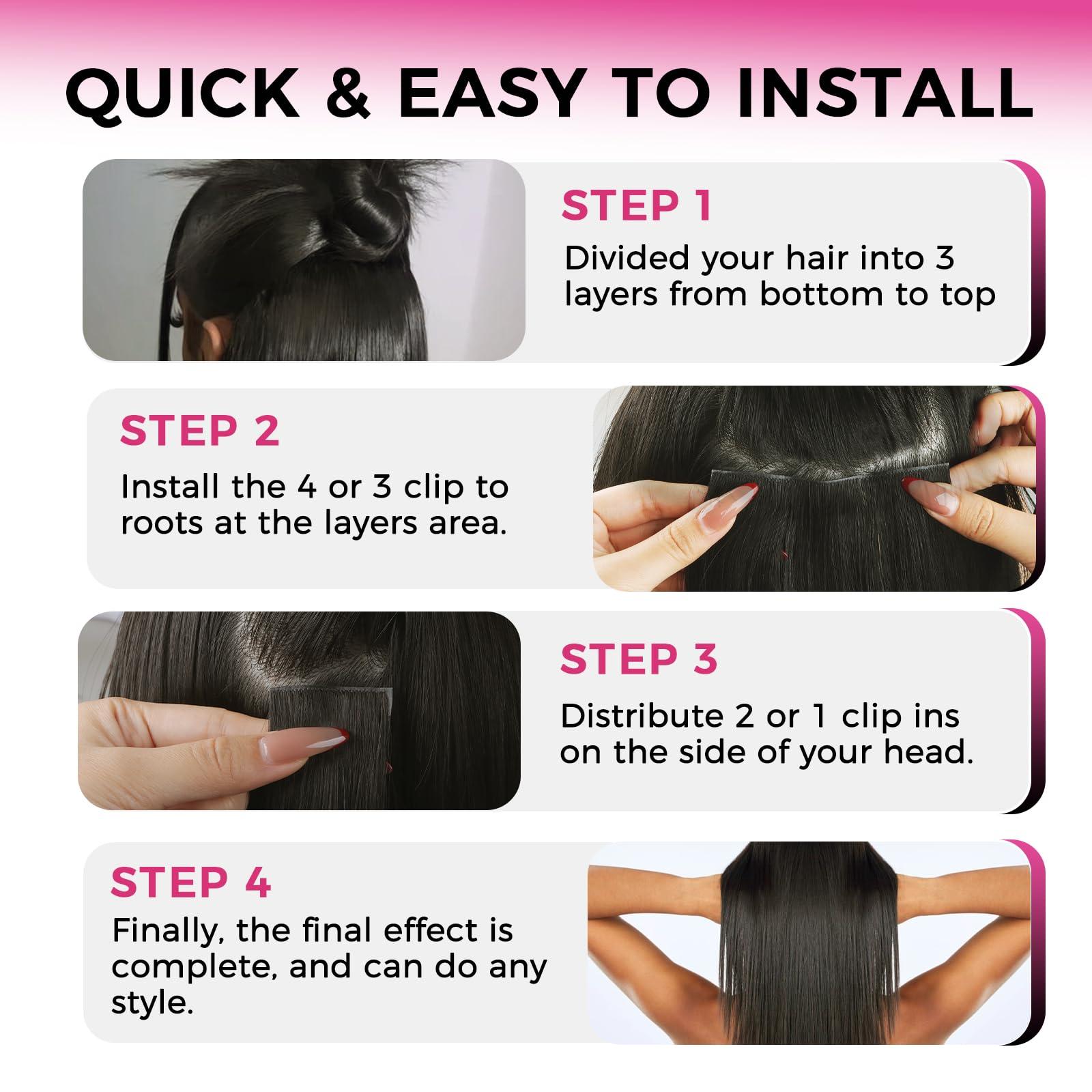 Lashey Lashey Invisi Edge Clip in Hair Extensions, 7pcs 110g 18 Inch Natural Black Seamless Clip in Hair Extensions Human Hair Kinky Straight Real Remy Human Hair