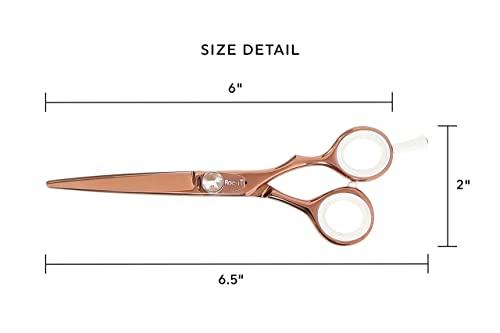 Cricket Cricket Centrix Roc-It Dog 6” Titanium Shear Professional Stylist Hair Cutting Scissor Lightweight, Rose Gold