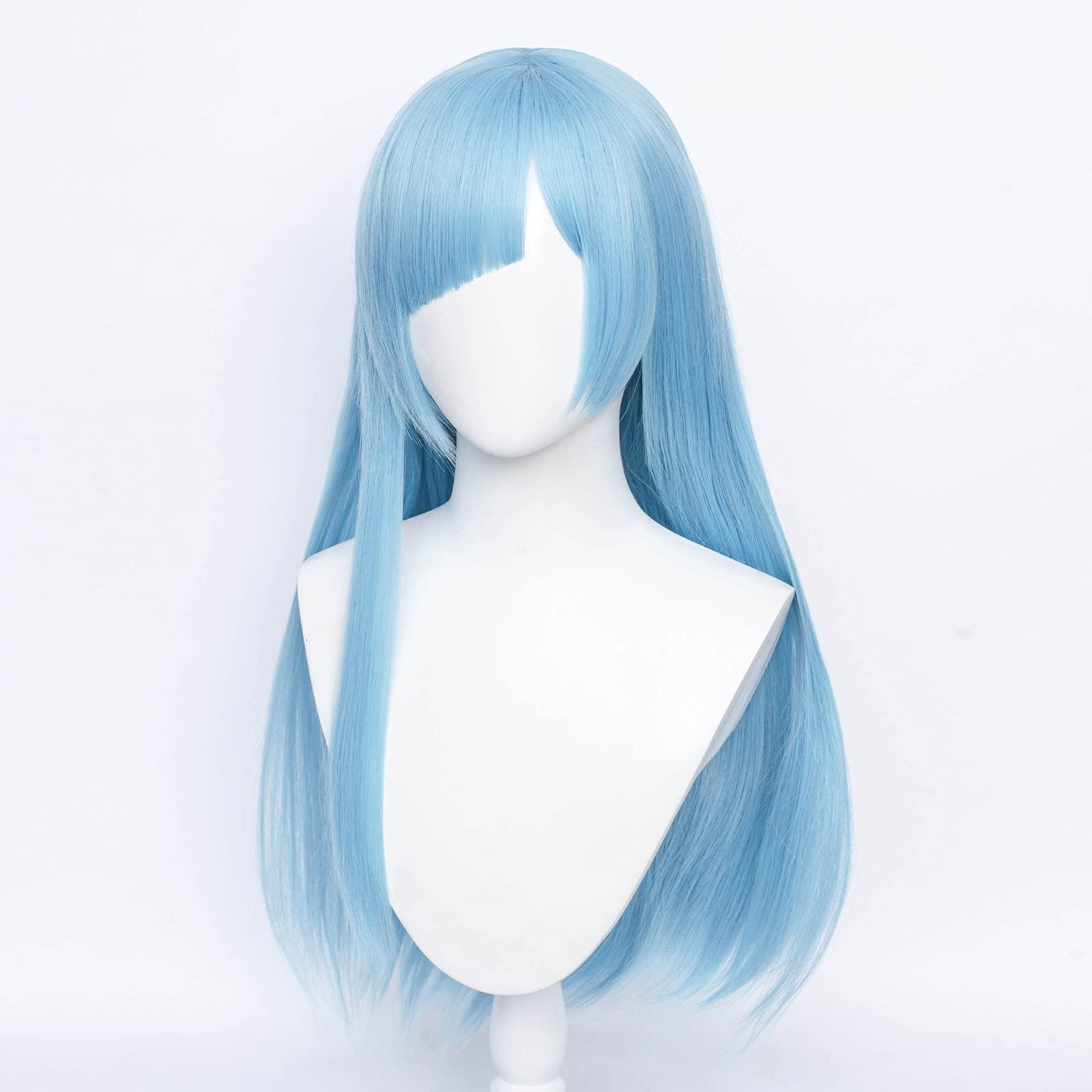 Aicos Blue Straight Cosplay Wig | Alacos Cosplay Wig for Jujutsu Kaisen Miwa Kasumi + Free Cap