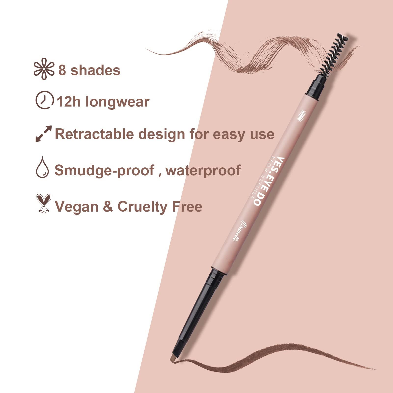 YES.EYE DO Grey Eyebrow Pencil for Older Women, Dual-Ended Gray Eyebrow Pencil for Grey Hair with Spoolie, Micro Triangle Tip Eye Brow Filler Pen for Natural Looking, Hair-Like Stroke, Gray, YES.EYE DO