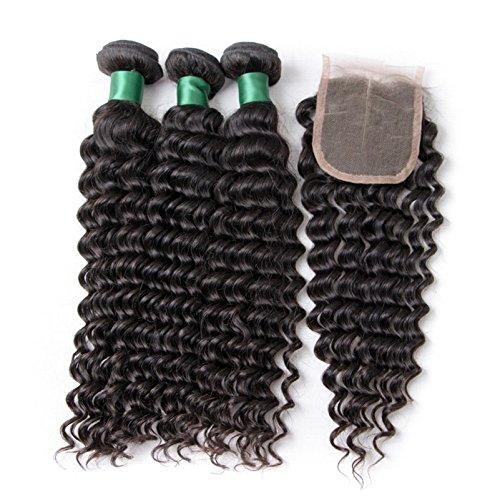 Hairticket Hairticket 3 Bundles + Lace Closure Deep Wave Virgin Malaysian Hair #2/20 & 22 & 24 & Closure 18 / Free Part