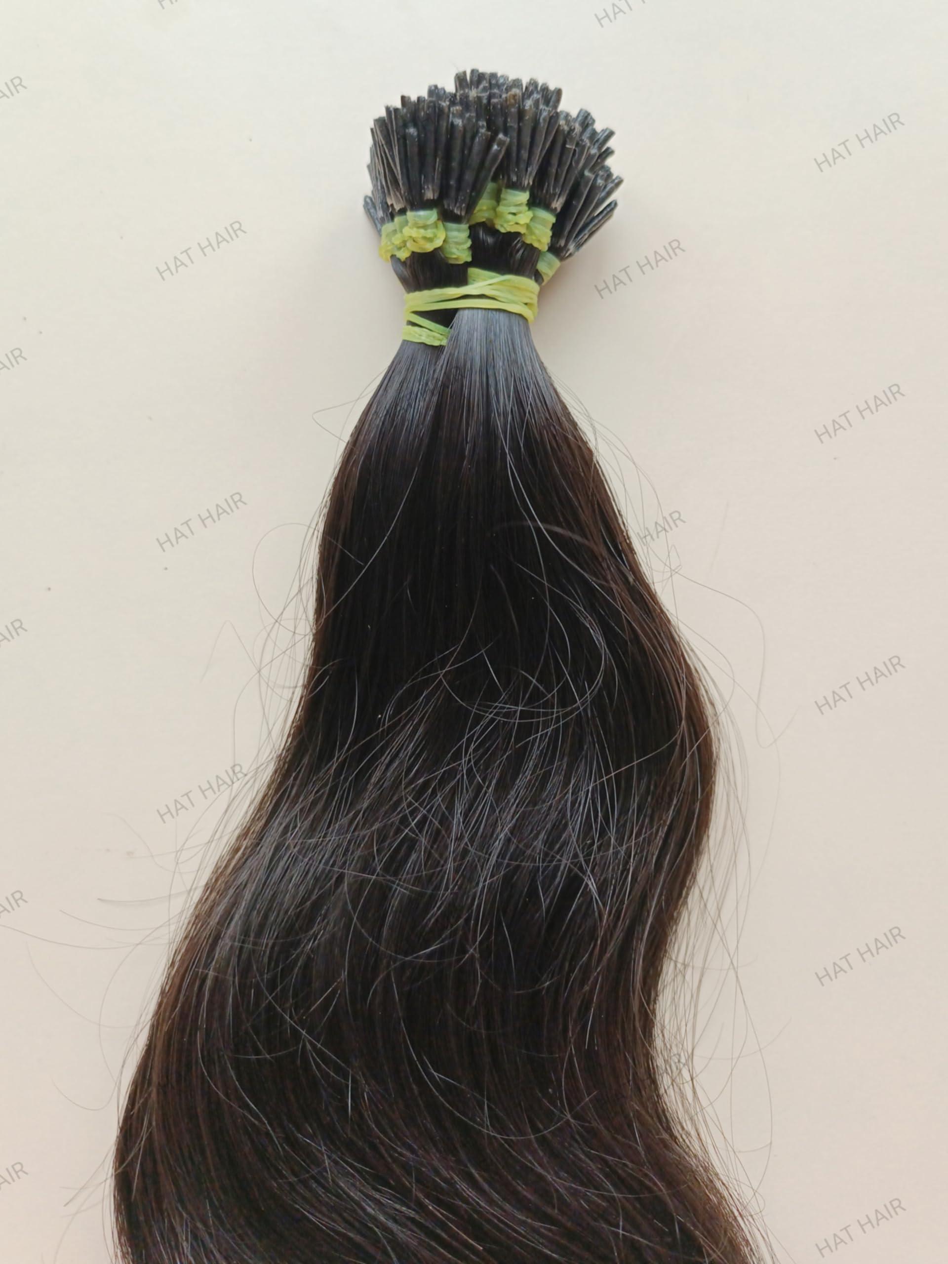 Generic Hat Hair Beauty Supply 100% Raw Indian Human Hair Extensions, I-Tip, V-Tip, U-Tip, Flat-Tip, 100 Grams, Natural Black (100 Strands, 100 Grams) Straight (30 Inches)