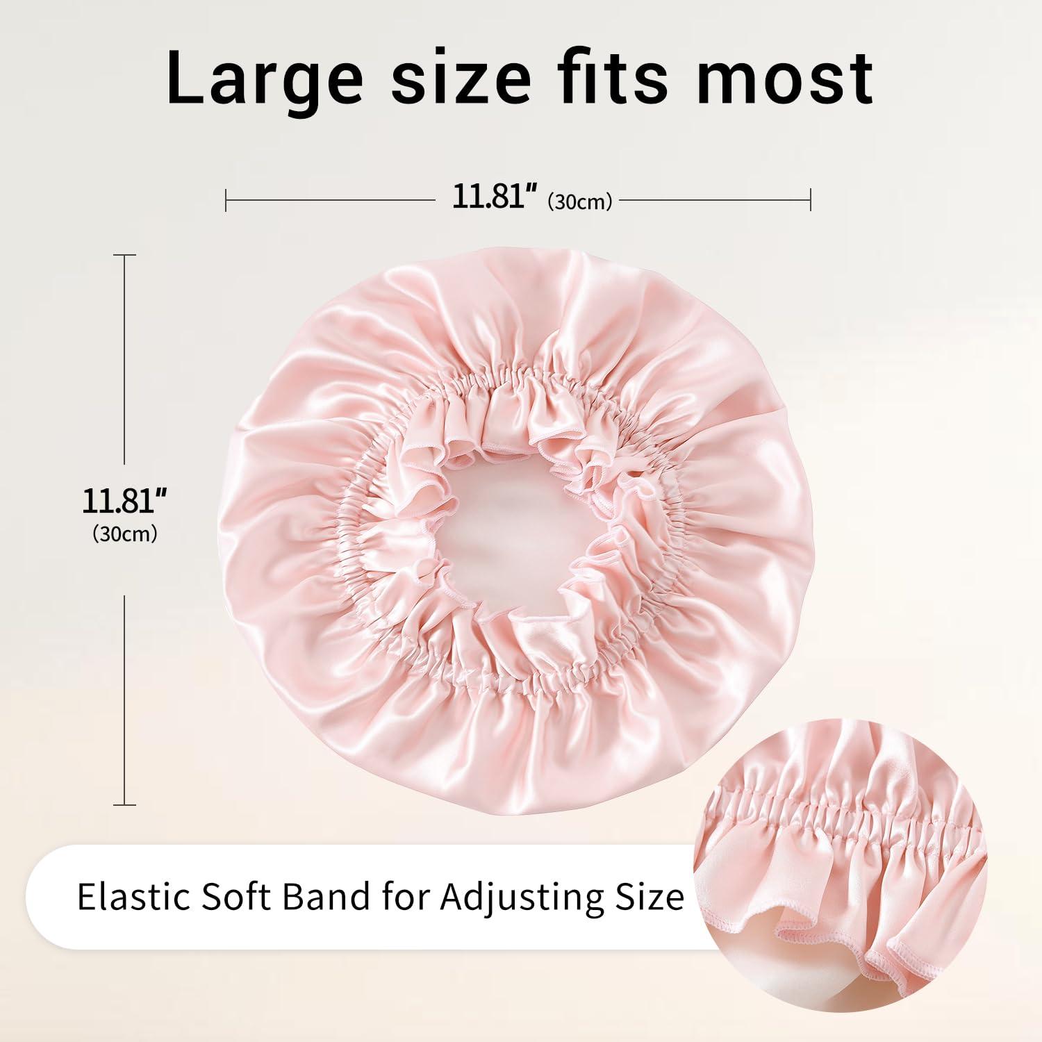 ZIMASILK ZIMASILK 100% Mulberry Silk Bonnet for Women Hair Care, Double Layered, Silk Hair Wrap for Sleeping with Elastic Stay On Head (1Pc, Pink+Ivory)