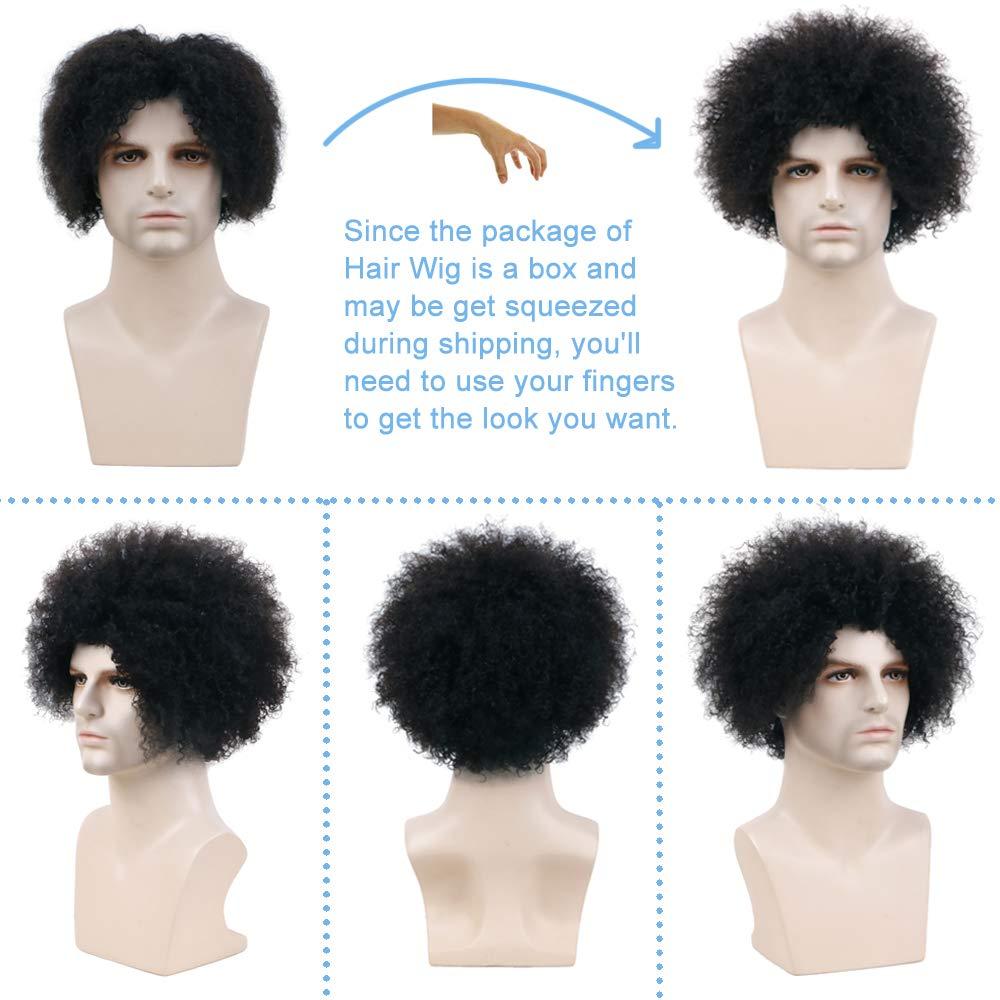 BECUS BECUS 8inch Afro Wig for Black men Short Kinky Curly 100% Human Hair Wigs for Black Men Short African American Male Afro Wig (Natural Spiral Black #1B)