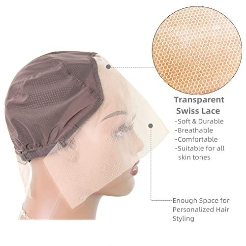 Lunarie 13x4 Lace Front Wig Cap for Making Wigs with Adjustable Straps Breathable Transparent Swiss Lace Medium Size Glueless Weaving Cap Wig Base for Ventilating or Knotting