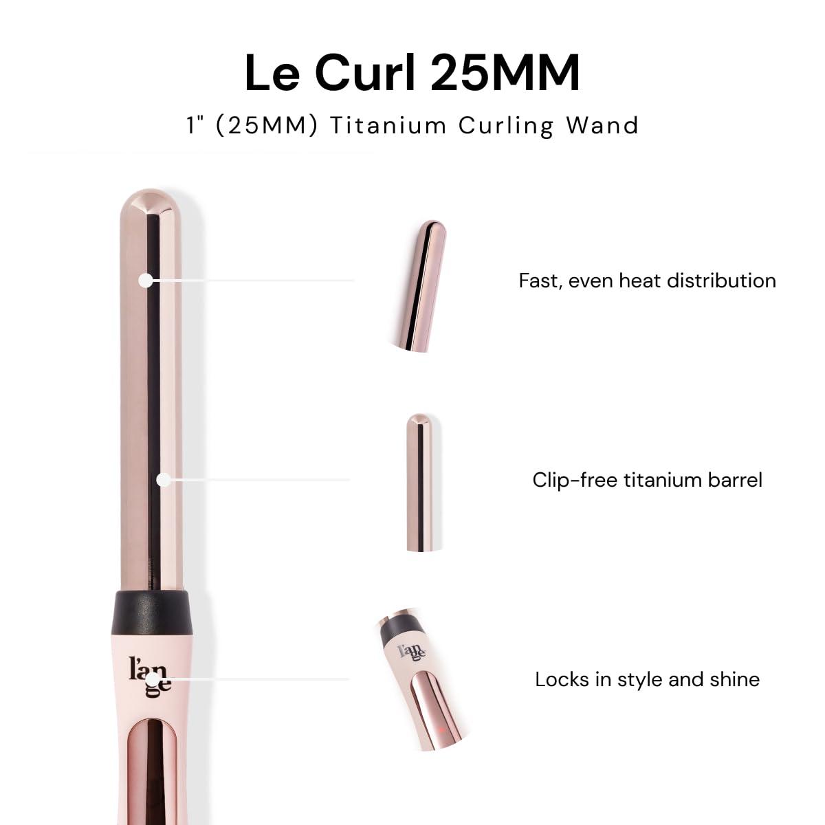 L'ANGE HAIR L'ANGE Hair Le Curl Titanium Curling Wand | Professional Curling Iron for All Hair Types | Clip Free Hair Curler | Best Curling Wand for Tighter Curls & Beach Waves | Blush 1 (25MM)