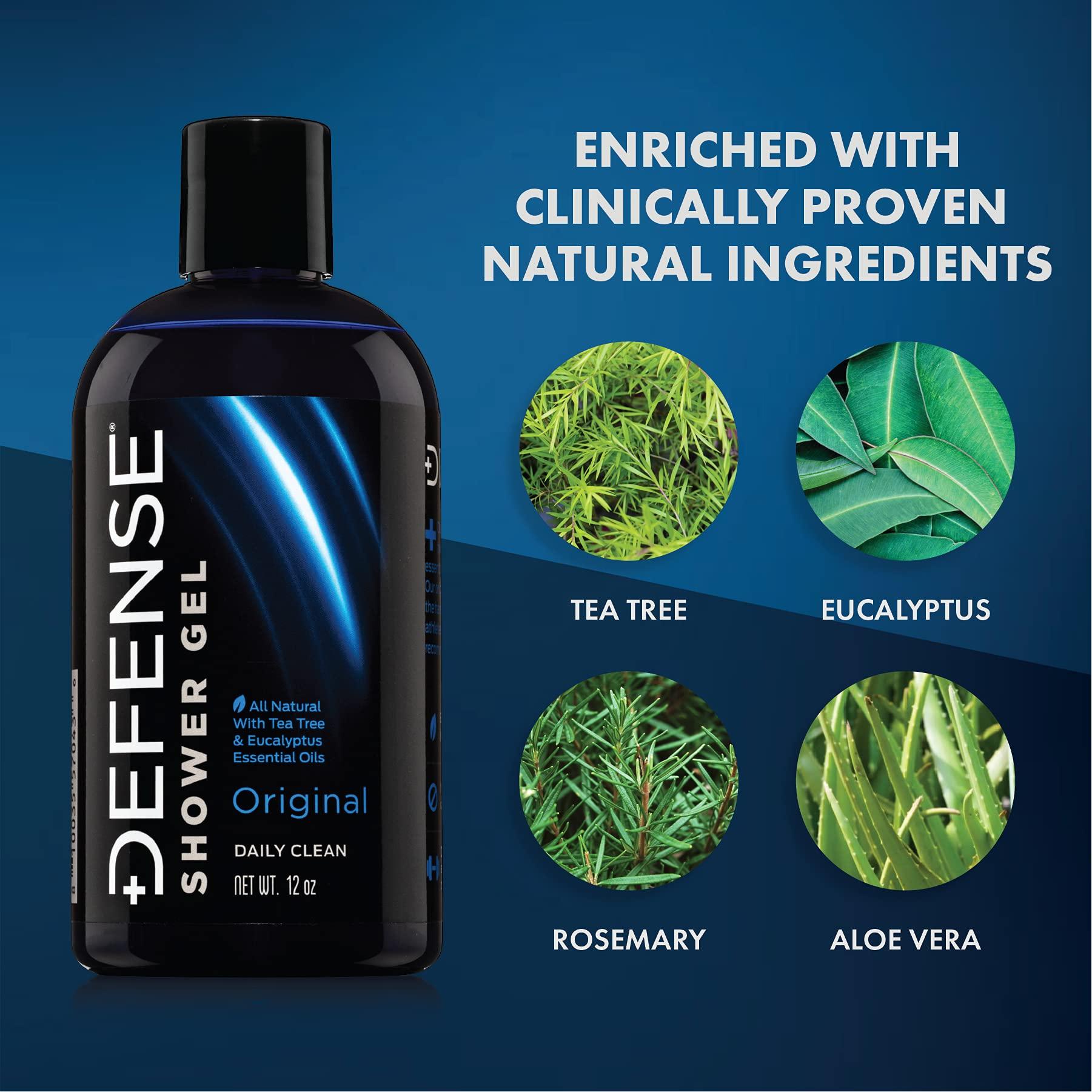 Defense Soap Defense Soap Antifungal Medicated Bar Soap, Tea Tree Body Wipes (40 Count) 2 Pack, & Body Wash 12 oz 2 Pack - Natural Shower Gel