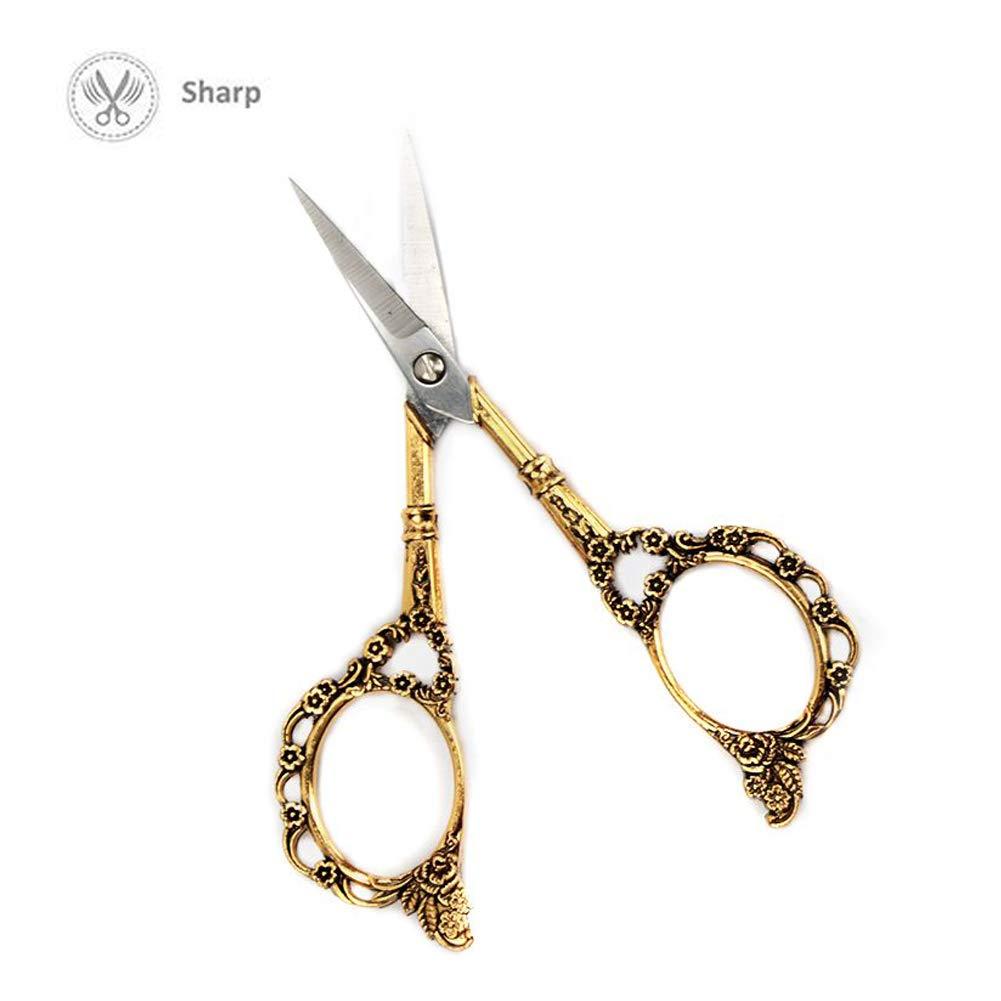 EBANKU Professional Manicure Scissors, EBANKU Vintage Stainless Steel Cuticle Precision Beauty Grooming for Nail, Facial Hair, Eyebrow, Eyelash, Nose Hair (Gold)