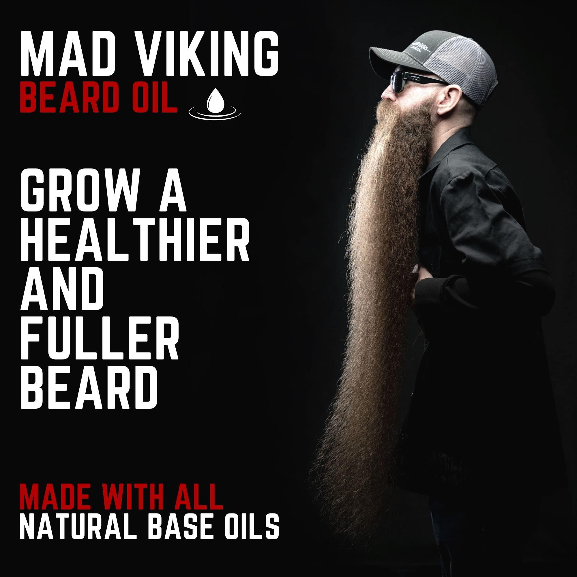 Mad Viking Beard Company Mad Viking Beard Co. Premium Natural Beard Oil for Men - Softener, Conditioner & Skin Moisturizer for Thicker, Itch-Free Beards - Made in the USA (Fjord, 2oz Spray)