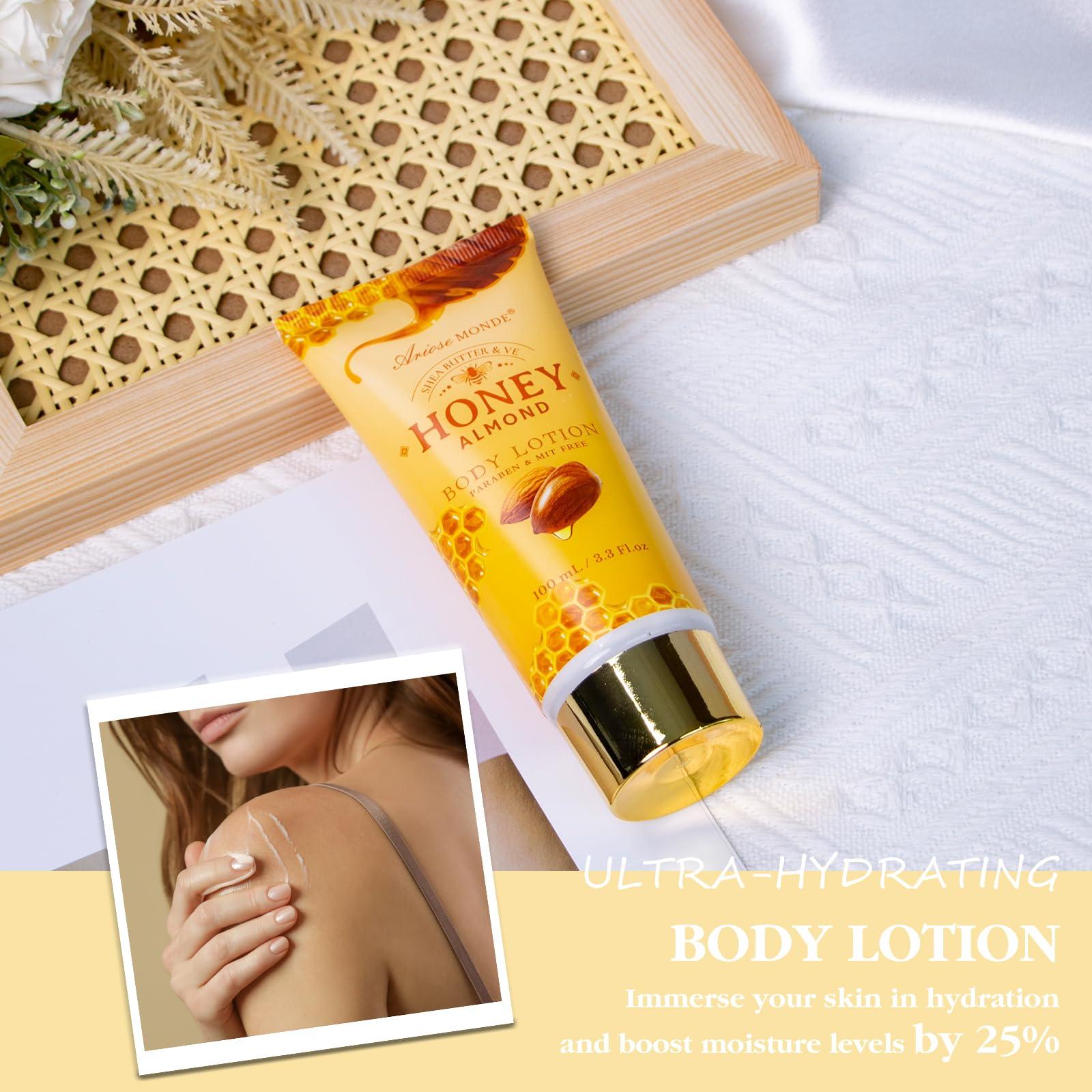 ArioseMonde Gift Baskets for Women, Spa Gifts for Women, 8pcs Honey Almond Bath Gift Set for Women, Relaxation Self Care Spa Kit W/Bath Bomb, Bubble Bath, Mom Birthday Gifts, Christmas Gifts Thank You Gifts