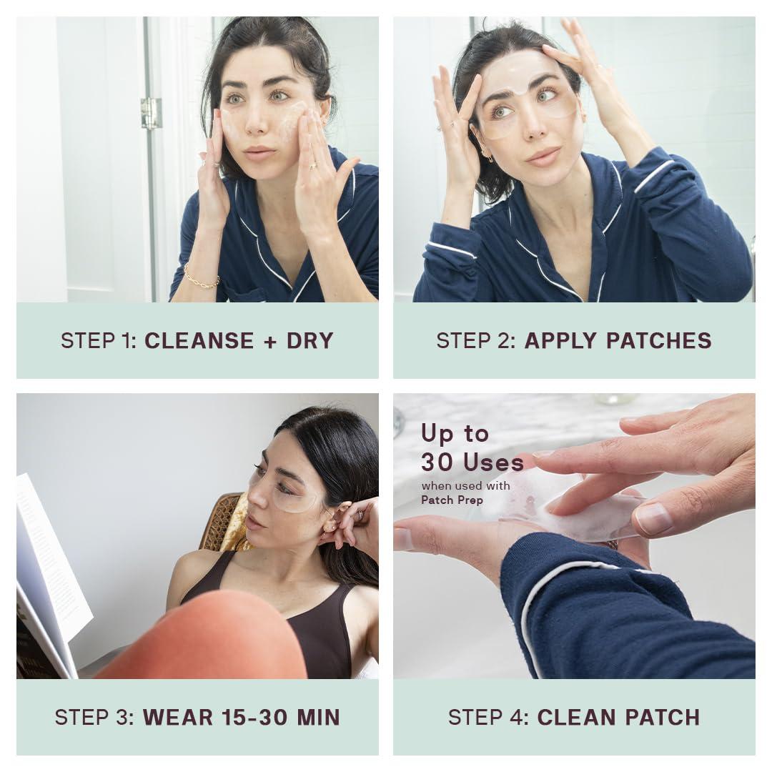Dermaclara Dermaclara Face Patches Kit - Anti Wrinkle Patches for Forehead, Smile Lines, Silicone Anti-Wrinkle Frown Line Treatment, Up to 30 Uses - 1 Forehead, 2 Mouth, 2 Eye, 1 Neck & 1 Patch Prep Cleanser