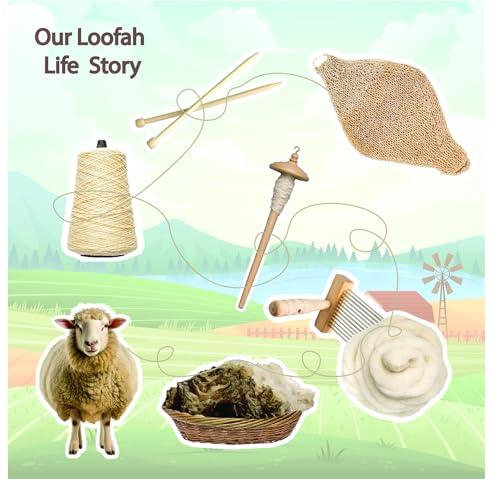 Mekhak Natural Products Natural Loofah Exfoliating Body Scrubber, Loofah for Men and Women Handmade Durable Wash Cloth, Back Scrubber with Handles for Bath and Shower, Deep Clean, Skin Care, Kurdish Loofah, Bath Accessories
