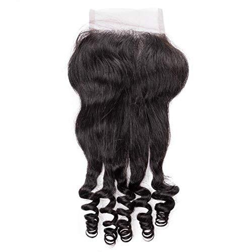 Generic Cloud Hair 9A Aunty Funmi Hair Spiral Curls Weave With Closure 4Pcs Lot Brazilian Human Hair Bouncy Curly Hair Weft With Closure (14 16 18+12 inch closure)