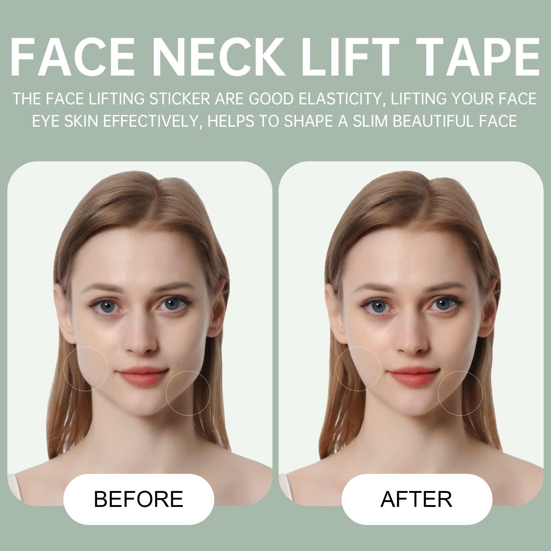 Moonlight-ybh Face Lifting Tape, Ultra-thin Invisible Face Lift Sticker Face Tape for Instant Face, Hiding Facial Neck Wrinkles V-face Tightening Lifting Saggy Skin 4 Bands 20 Tapes