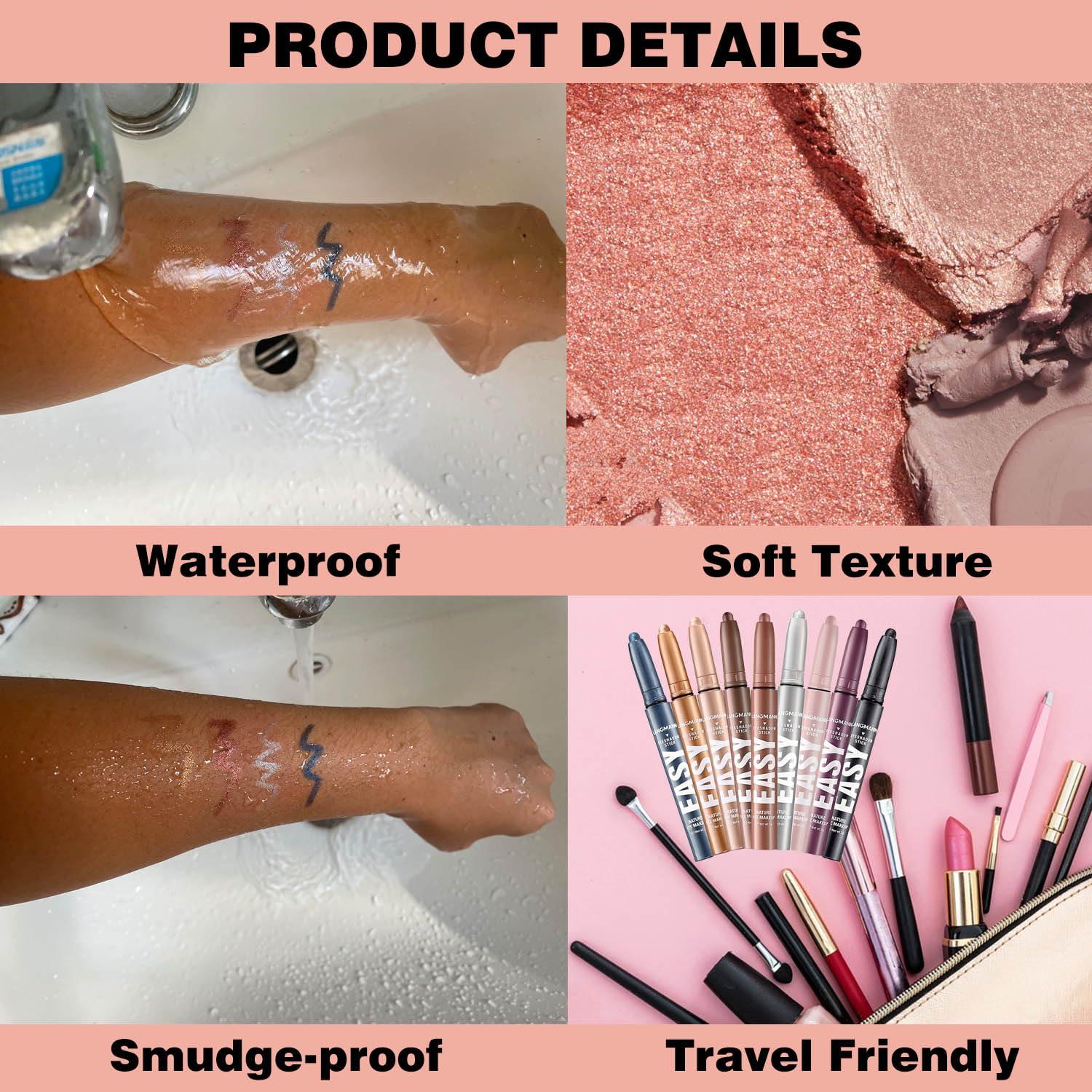 Wavuketu Wavuketu Pink Eyeshadow Stick Cream Matte Single Eyeshadow Pencil Makeup, High Pigmented Crease-proof Eye Shadow Brightener Stick, Hypoallergenic Waterproof Long Lasting Eye Highlighter Stick (B-01#)