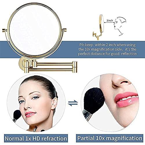 Suuim Vanity Mirror,Wall Mounted Makeup Mirror with 10X Magnification,8 inch Double Sided Vanity Magnifying Mirror,Cosmetic Mirror Shaving Mirror for Bathr