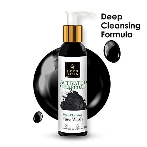 Good Vibes Good Vibes Activated Charcoal Deep Cleansing Face Wash, 120 ml Dirt Removal Deep Pore Cleansing Formula for All Skin Types, Controls Excess Sebum & Acne, Natural, No Parabens & Mineral Oil