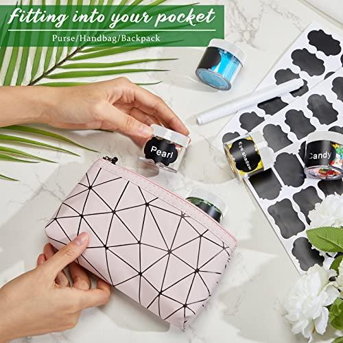 Potchen Potchen 100 Set Plastic Jars Makeup Travel Makeup Container with Lids Slime Storage Containers for Creams Toiletries Small Containers with Lids Chalkboard Label Stickers Marker (White, 1 oz)