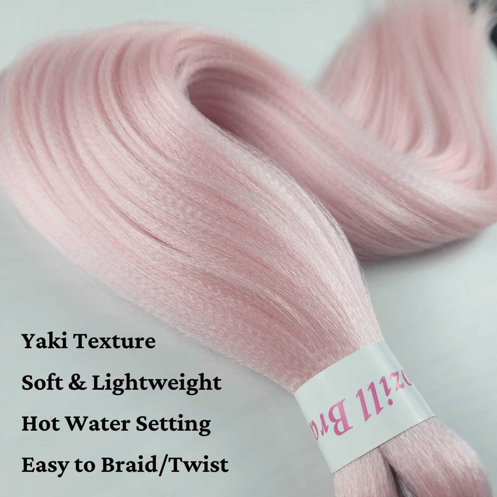 Gozill Baby Pink Braiding Hair Pre Stretched Knotless Braiding Hair 26Inch Pink Fake Hair for Braiding (Pack of 3)