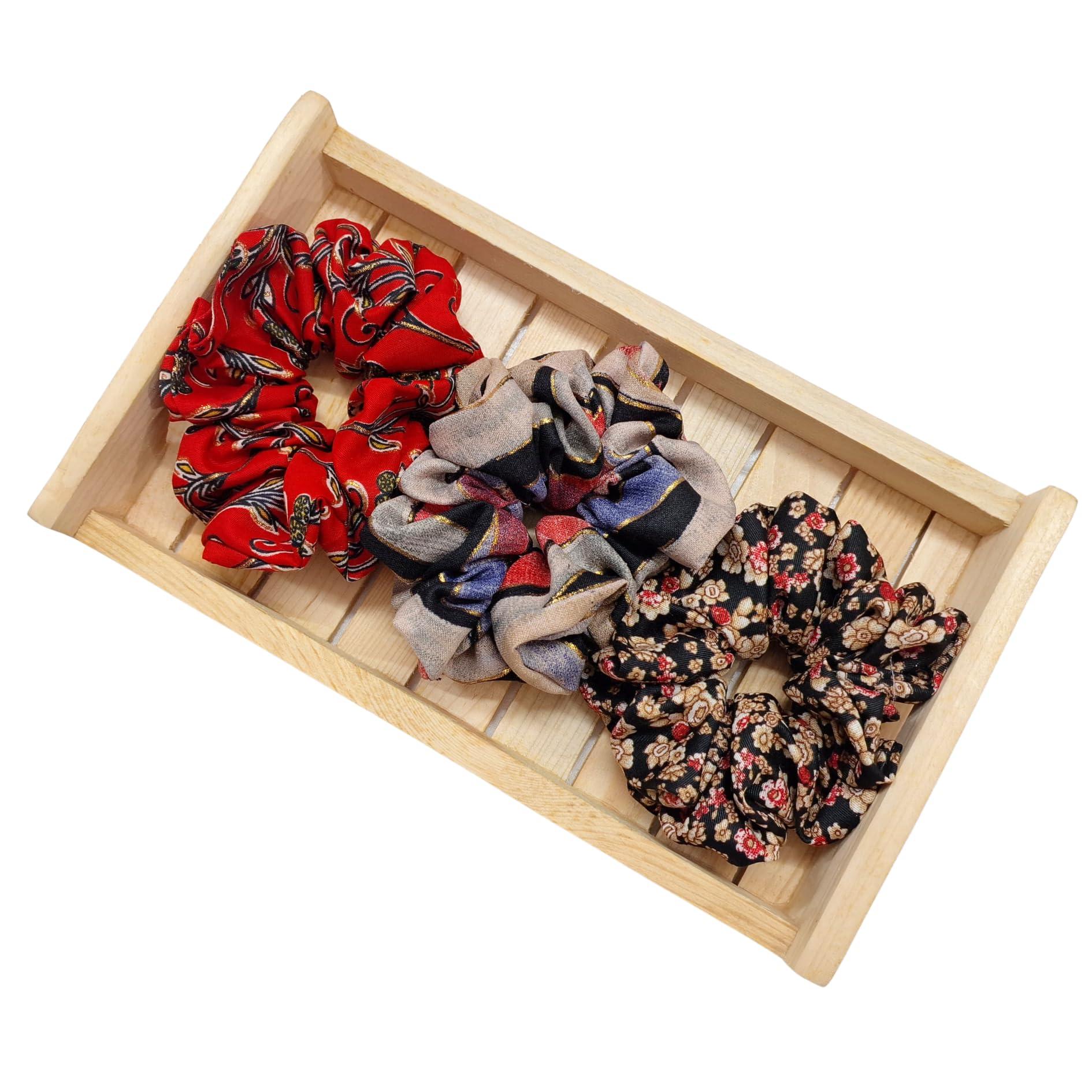 Dvabeautyshop Dvabeautyshop premium gift scrunchies for girl, women hairband, unique texture (Belle), 4 Count (Pack of 1)