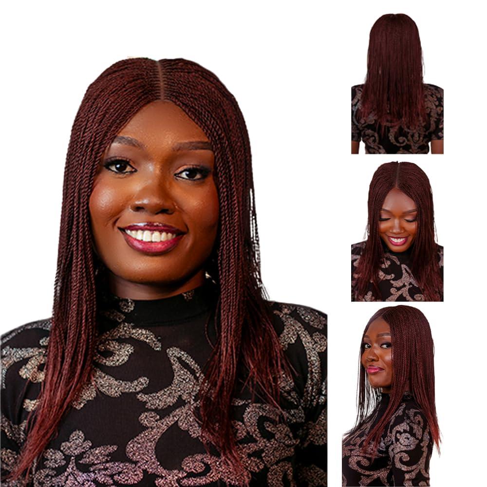 Wow Braids WOW BRAIDS Twisted Wigs, Micro Million Twist Wig - Color 35 - 12 Inches. Ultra Thin and Light Synthetic Hand Braided Wigs for Black Women.
