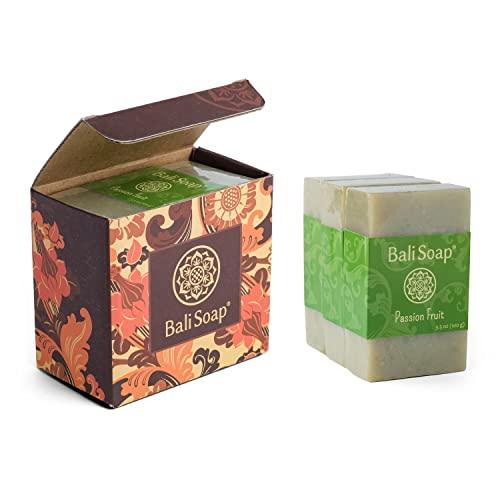 Bali Soap Bali Soap - Passion Fruit Natural Soap - Bar Soap for Men & Women - Bath, Body and Face Soap - Vegan, Handmade, Exfoliating Soap - 3 Pack, 3.5 Oz each
