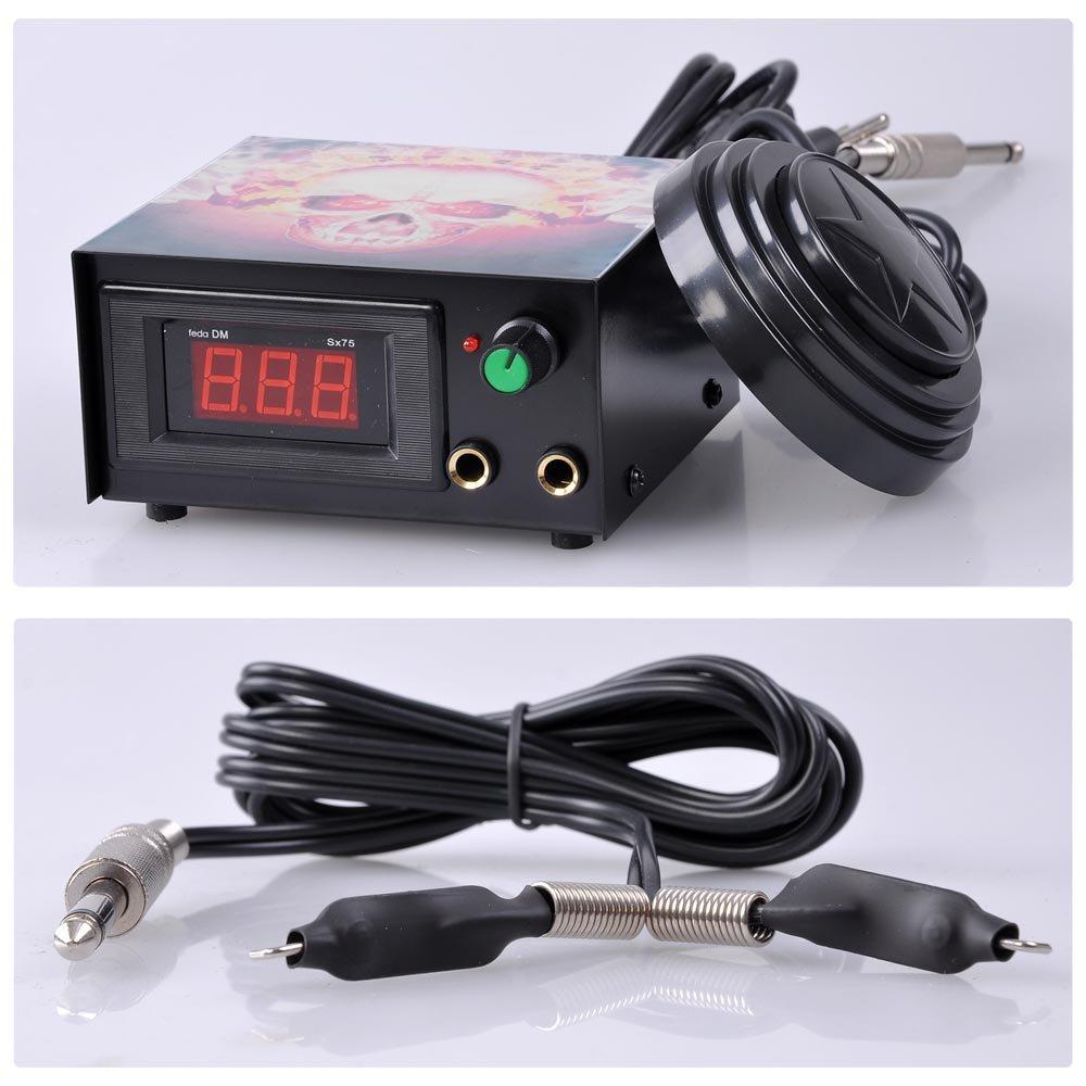 ZeHuoGe Complete Tattoo Kits with 4 Machine Guns, 2 Practice Skins, a Power Supply with LCD Display, 4 Tattoo Grips & a Portable Carrying Case for Tattoo Artists, Starters, Apprentice or Any Tattoo Lovers