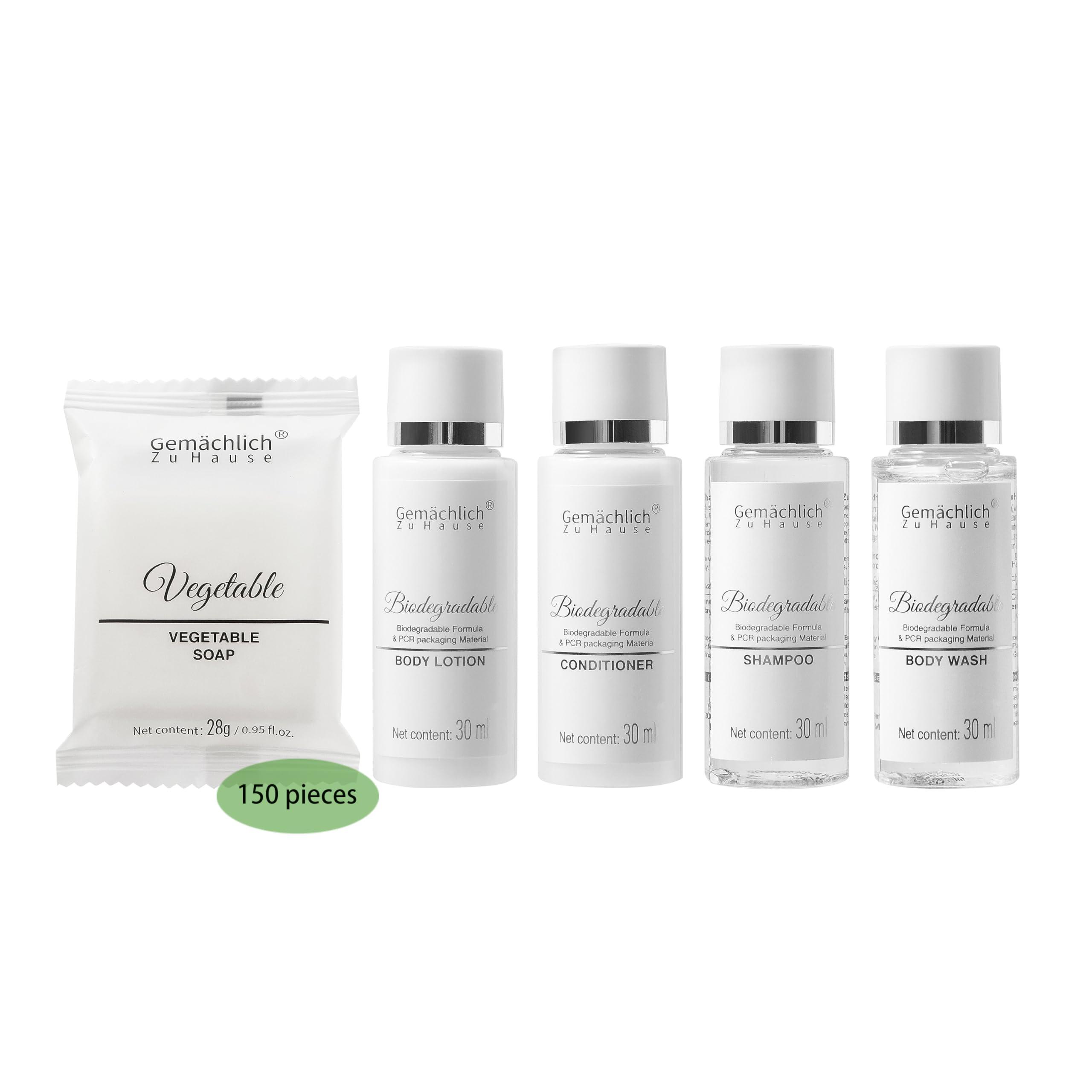 Gemchlich ZuHause Gemchlich ZuHause Hotel Toiletries Bulk Set, Shampoo and Conditioner, Body Lotion, Body Wash, Travel Size Bar Soap for Airbnb, 150pcs