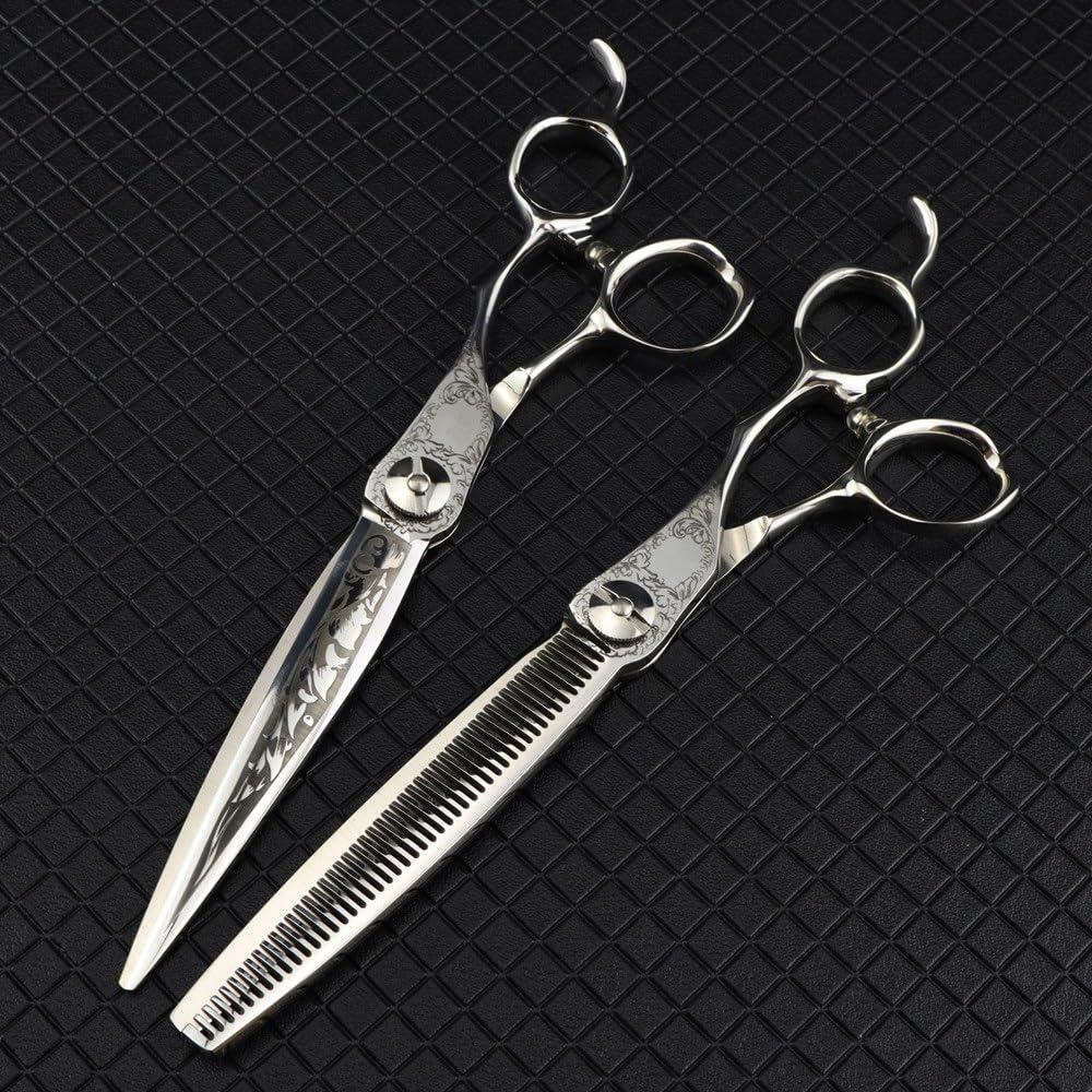 ADANTI Hair Cutting Scissors Shears Kit, 7 Inch Professional Damascus Stripe Scissor Hair Scissors Hair Cutting Barber Haircut Thinning Shears Hairdressing Scissors Set