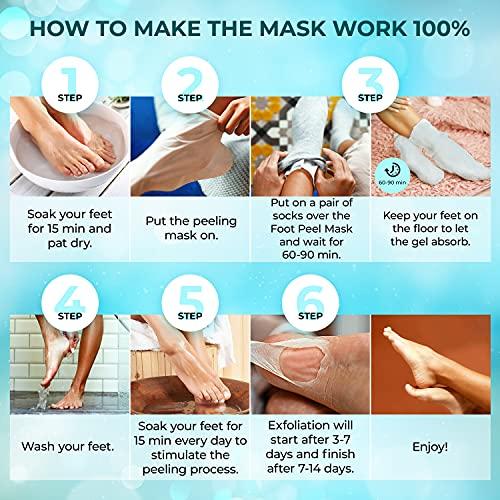 SUNATORIA Foot Peeling Mask for Dead Skin Remover & Deep Moisturize | 2 Pairs | Dermatologically Tested - Foot Peel Mask for Dry Cracked Feet - Foot Mask make Soft Baby Feet for Men & Women | Aloe Vera