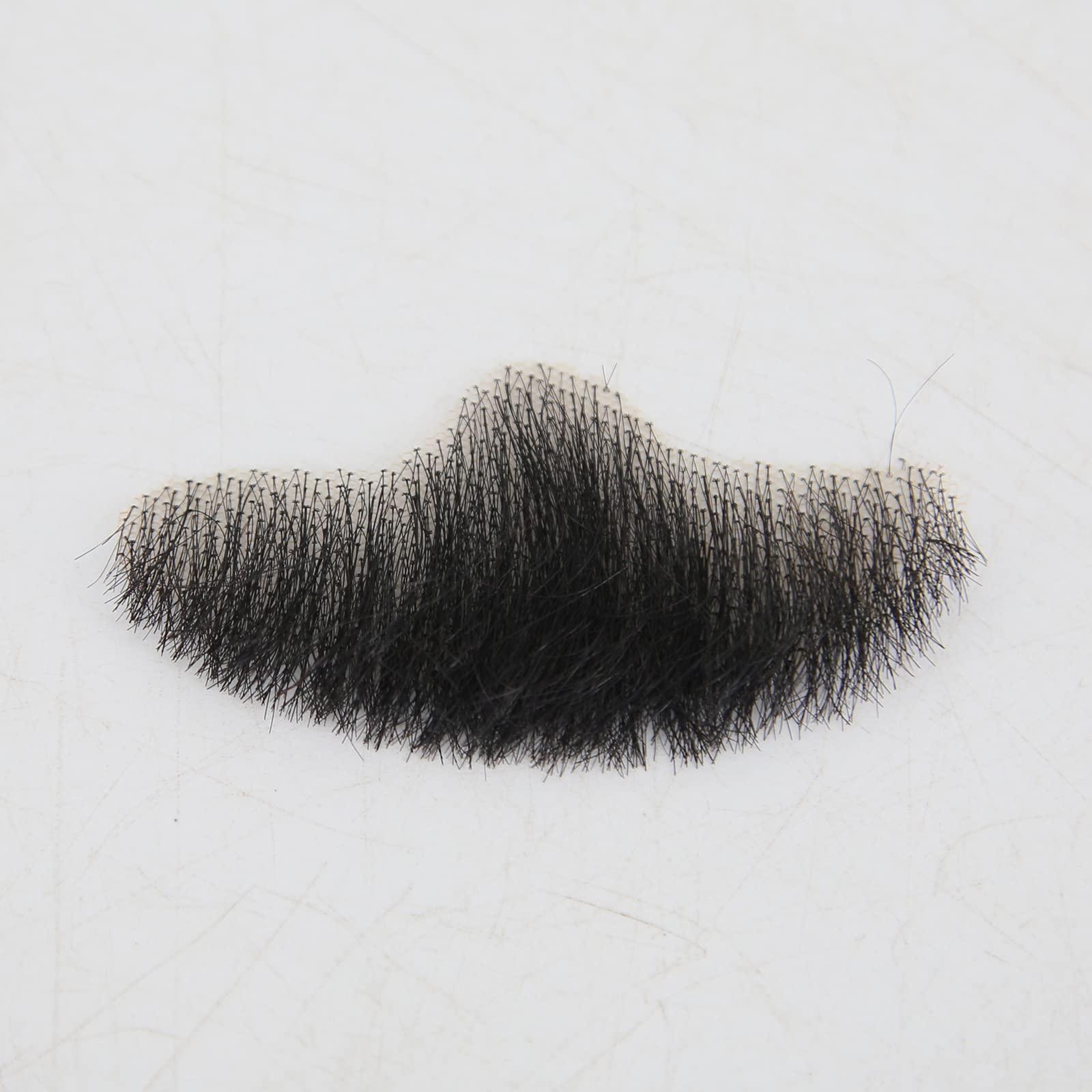 zigzag hair zigzag hair Face Beard Extension Human Hair Mustache Black Costume Fake Beard for Adults Men Realistic Makeup Lace Invisible False Beards (Black, Beard 4)