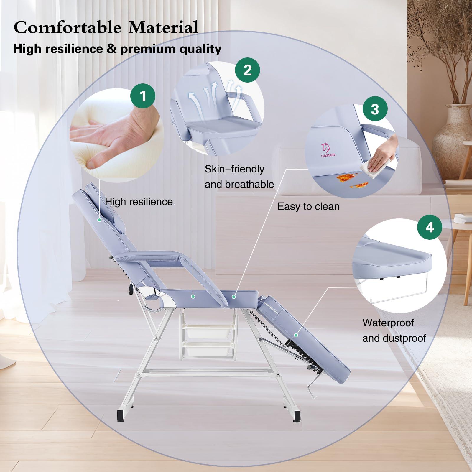 LUXMARS LUXMARS Facial Chair Massage Table 73in 3-Section Multipurpose Massage Bed Professional Tattoo Table Salon Spa Equipment for Facial Spa Beauty Spa Salon Equipment-Purple