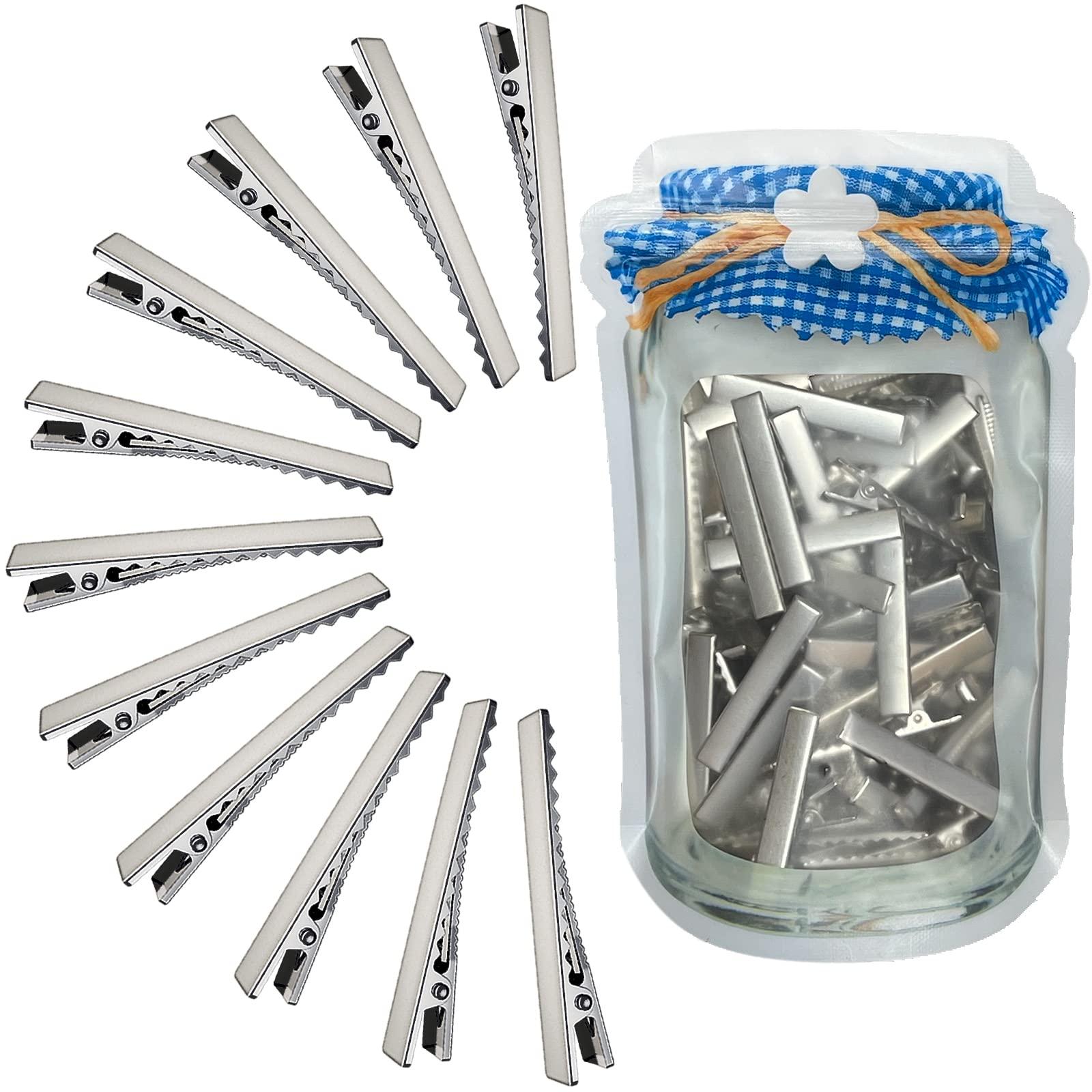 HiJeaton HiJeaton 90Pcs Alligator Hair Clips for Bow Making, 4.6cm/1.8\" Metal Gator Clips, Large Plain DIY Supplies for Crafts and Hairdresser
