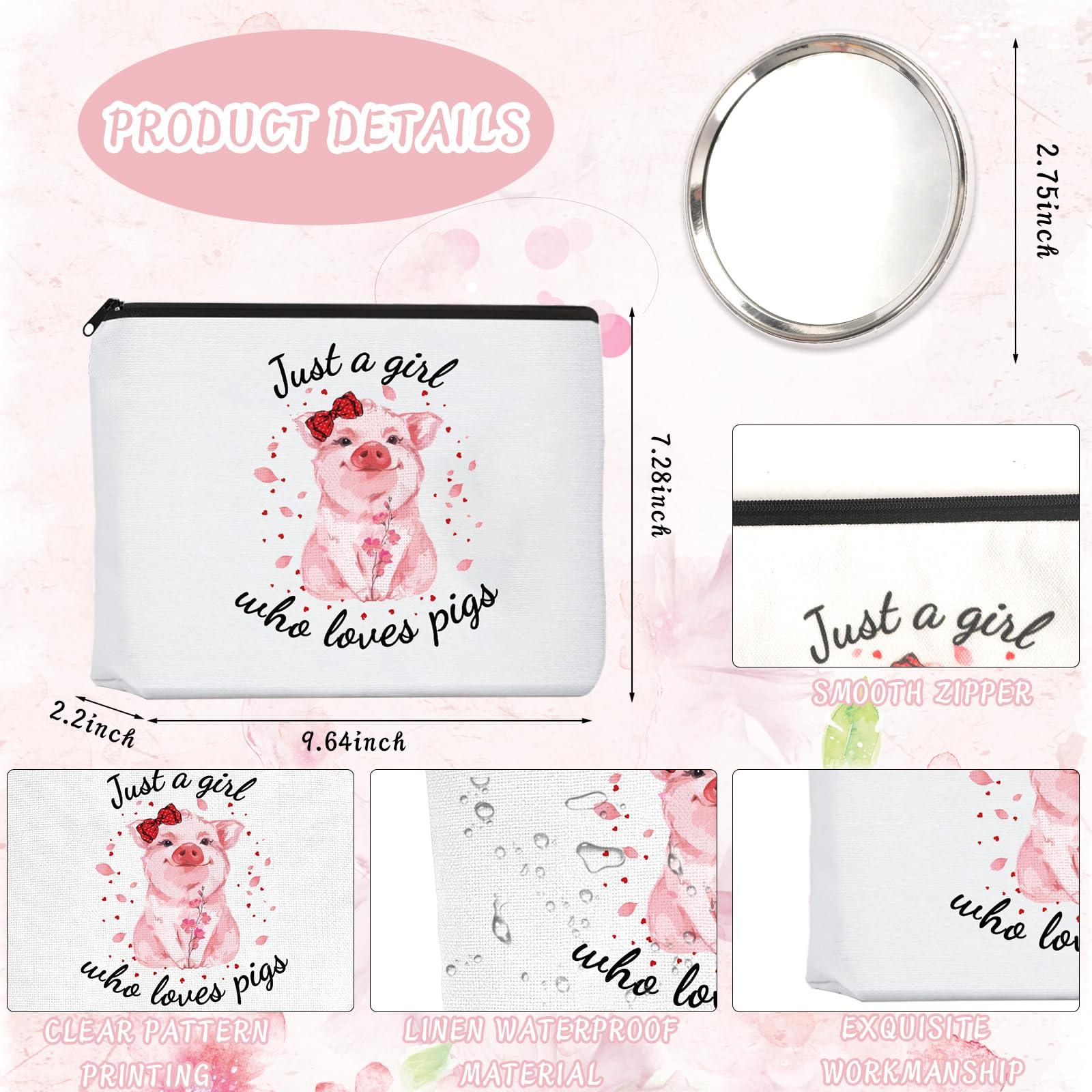 CIXICM CIXICM Pig Gifts for Pig Lover, Included Pig Makeup Bag with Zipper, Cute Pig Socks, Mini Round Mirror, Christmas, Thanksgiving, Birthday Pig Gifts for Women Girls