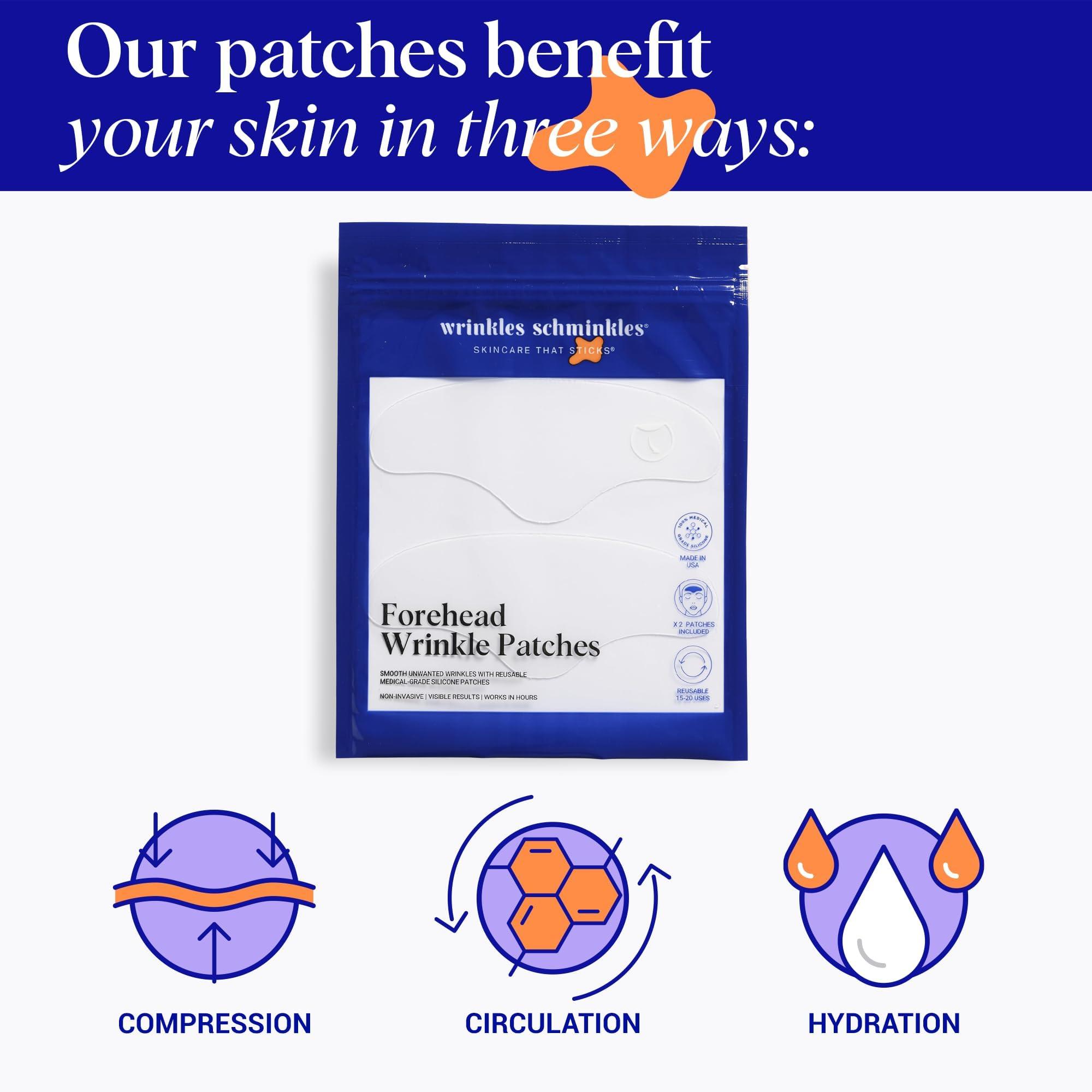 Wrinkles Schminkles Wrinkles Schminkles Forehead Wrinkle Patches, 4-Pack, Reusable Hypoallergenic Silicone Smoothing Pads for Reducing Frown Lines & Face Lift Overnight